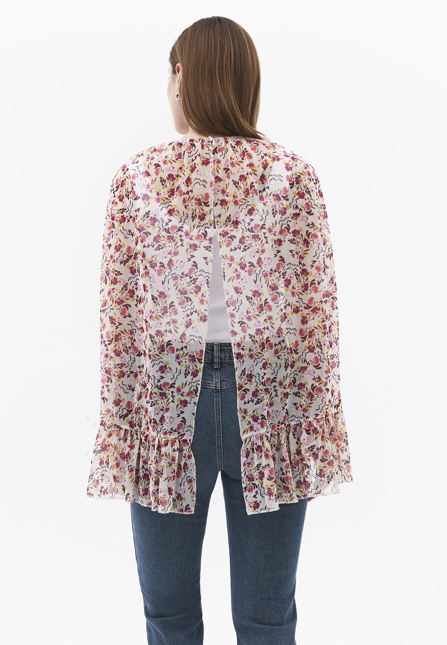 Kimono With Ruffle Details And Bateau Neck - MIX COMB
