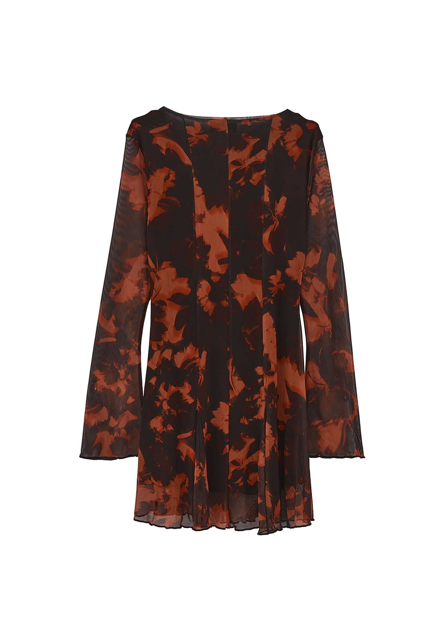 Square Neck Flared Long Sleeve Dress - MIX COMB