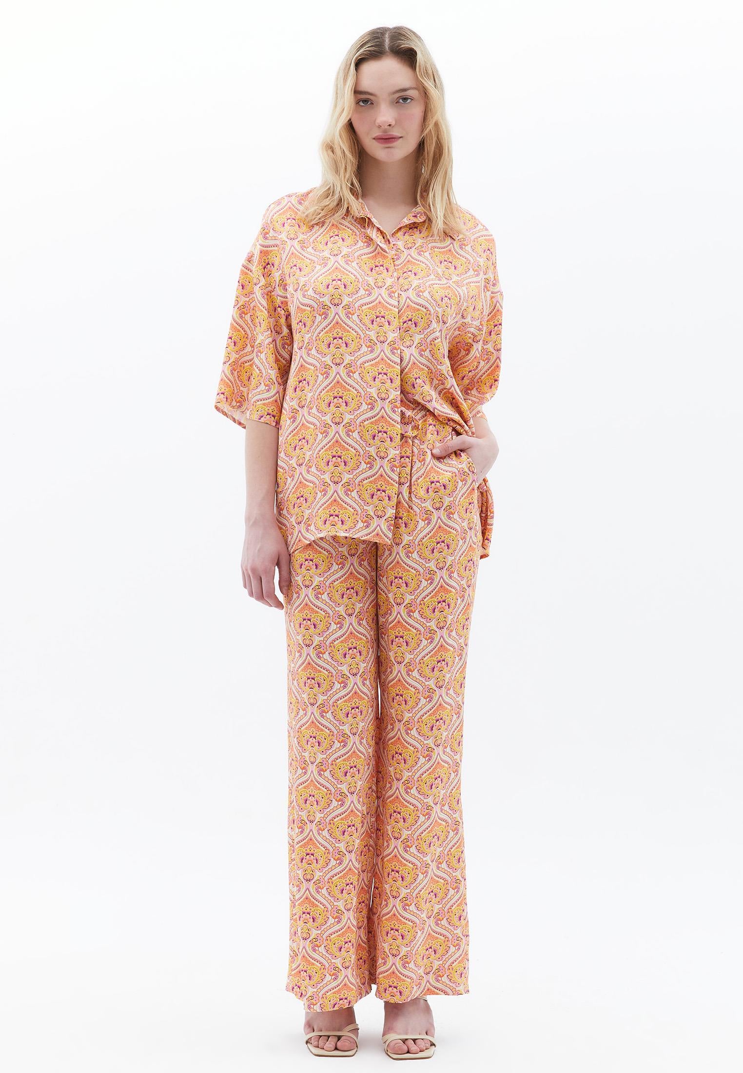 Wide Leg Tied Trousers - MIX PRINT