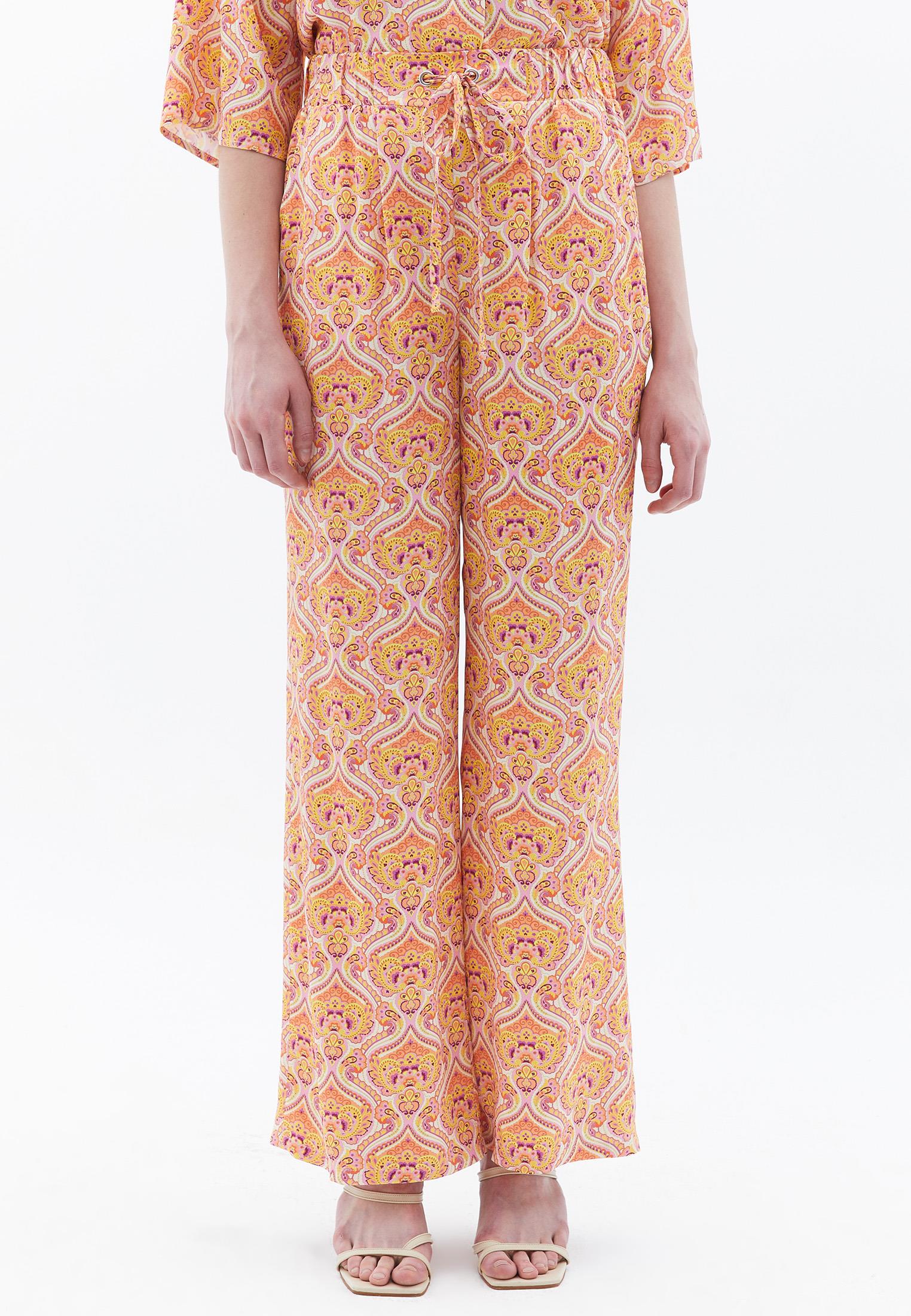 Wide Leg Tied Trousers - MIX PRINT