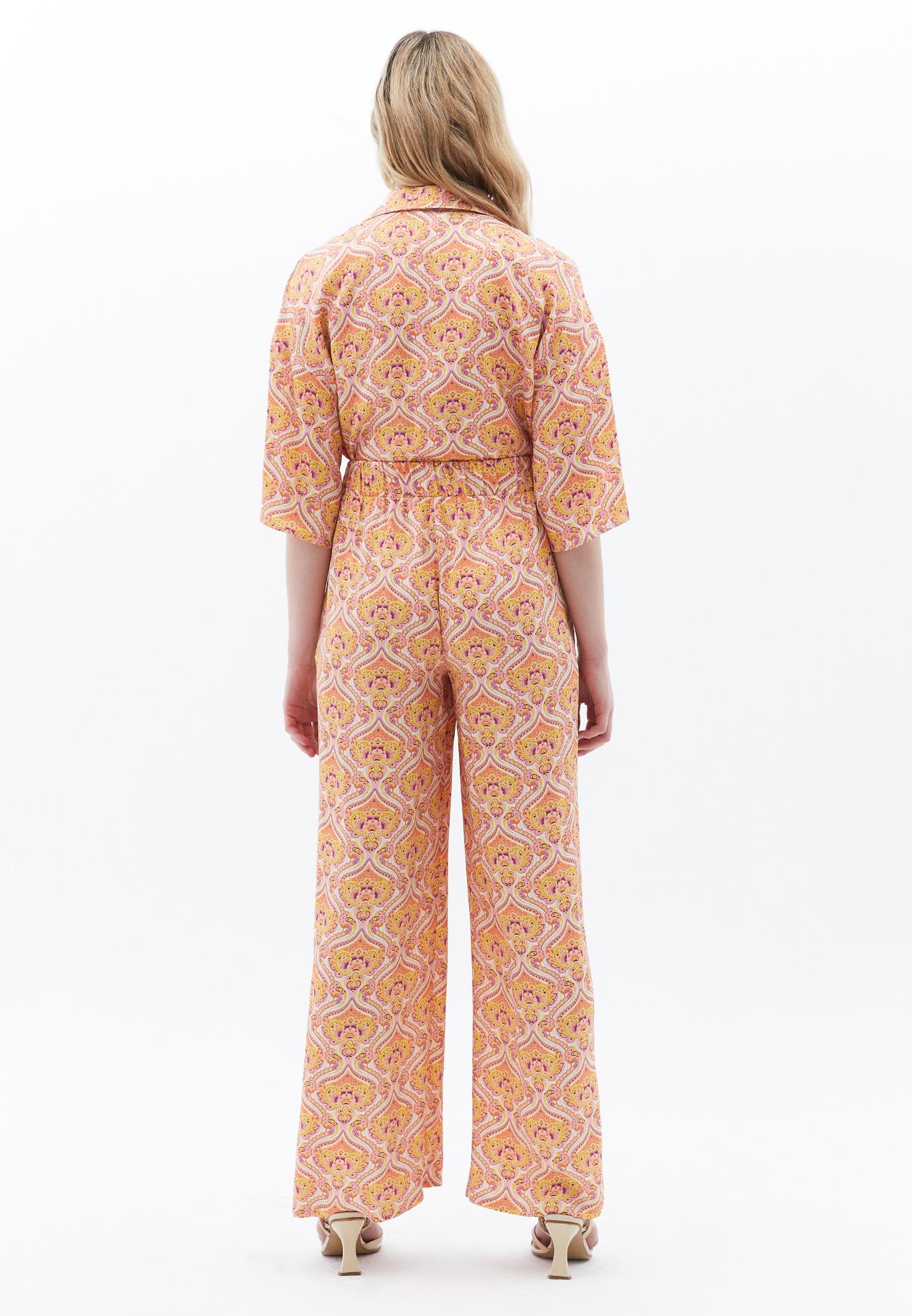 Wide Leg Tied Trousers - MIX PRINT