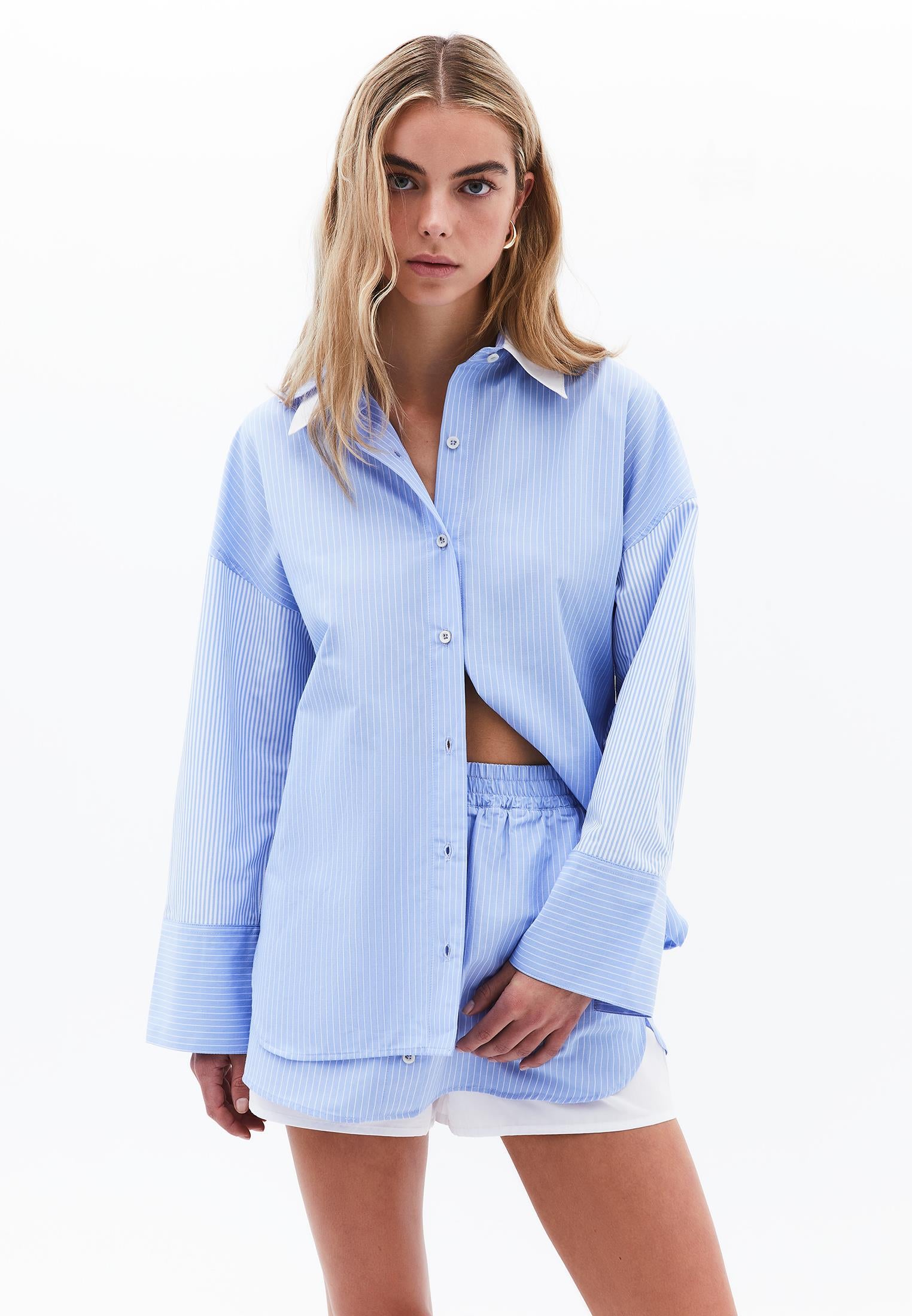 Oversize Striped Shirt - MIX STRIPED COMB
