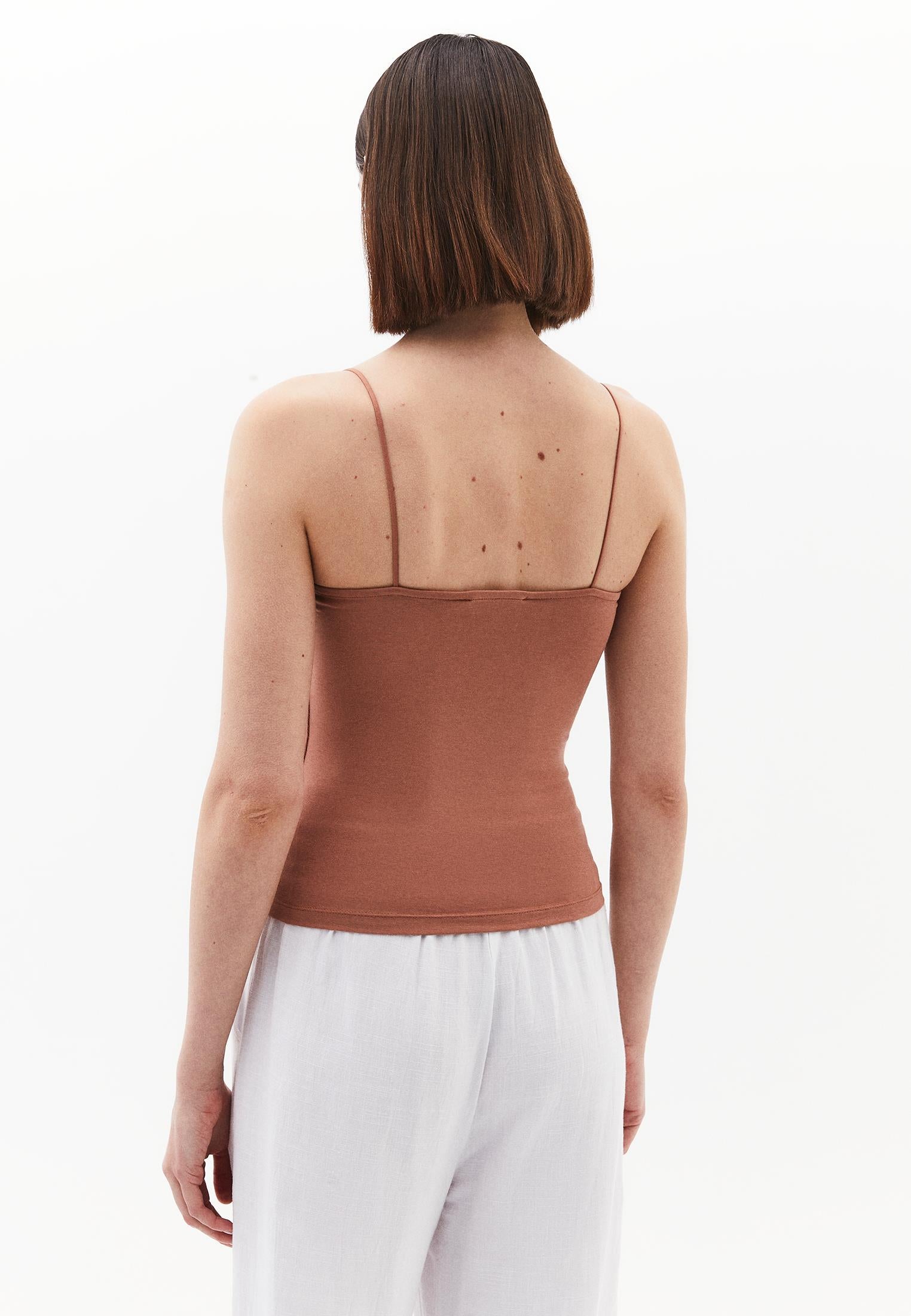 Wide Neck Strappy Tank Top - MOCHA MOUSSE