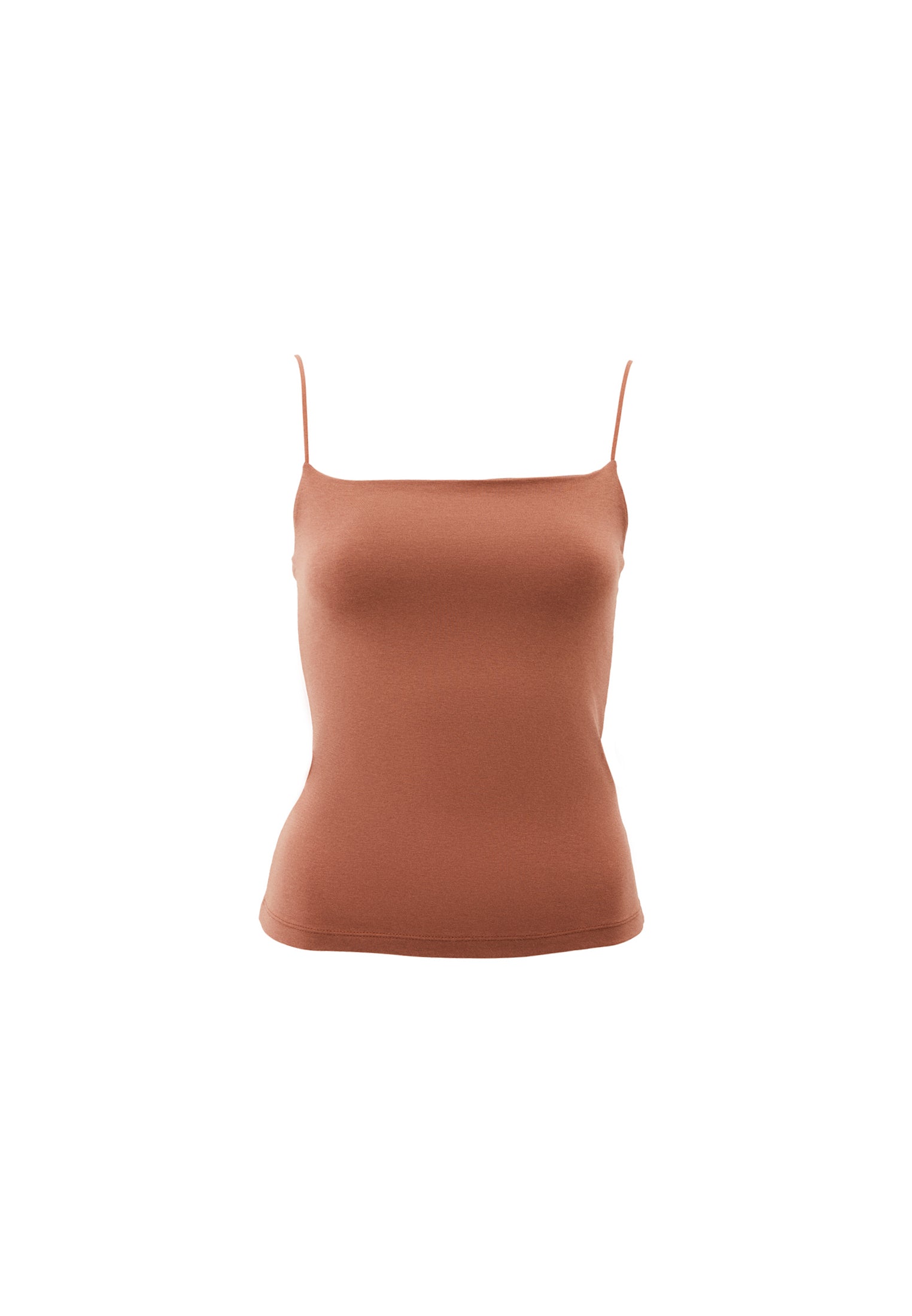 Wide Neck Strappy Tank Top - MOCHA MOUSSE