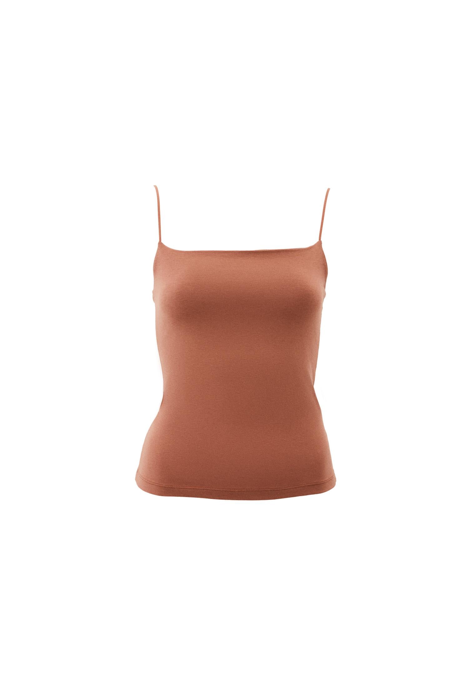 Wide Neck Strappy Tank Top - MOCHA MOUSSE
