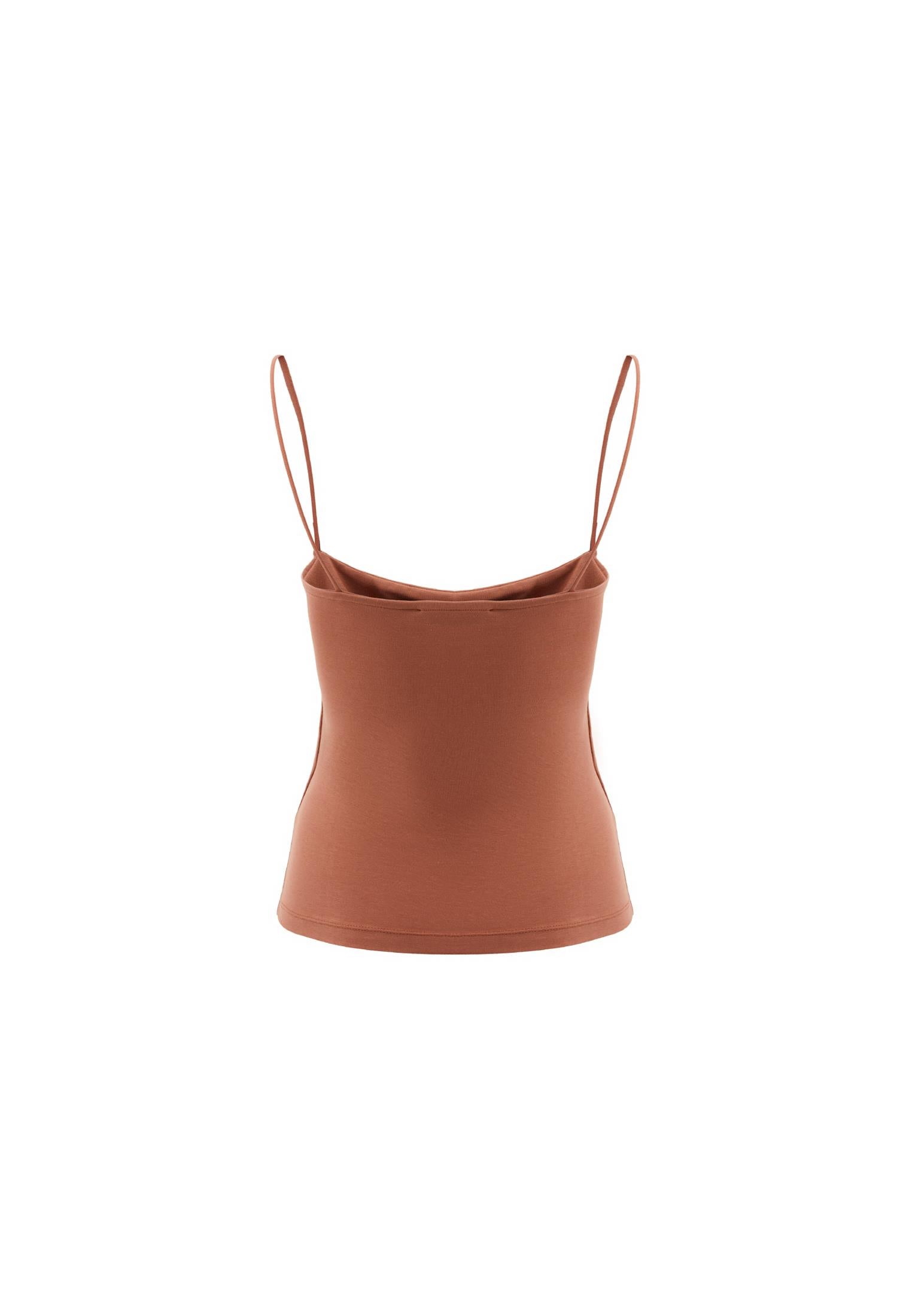 Wide Neck Strappy Tank Top - MOCHA MOUSSE