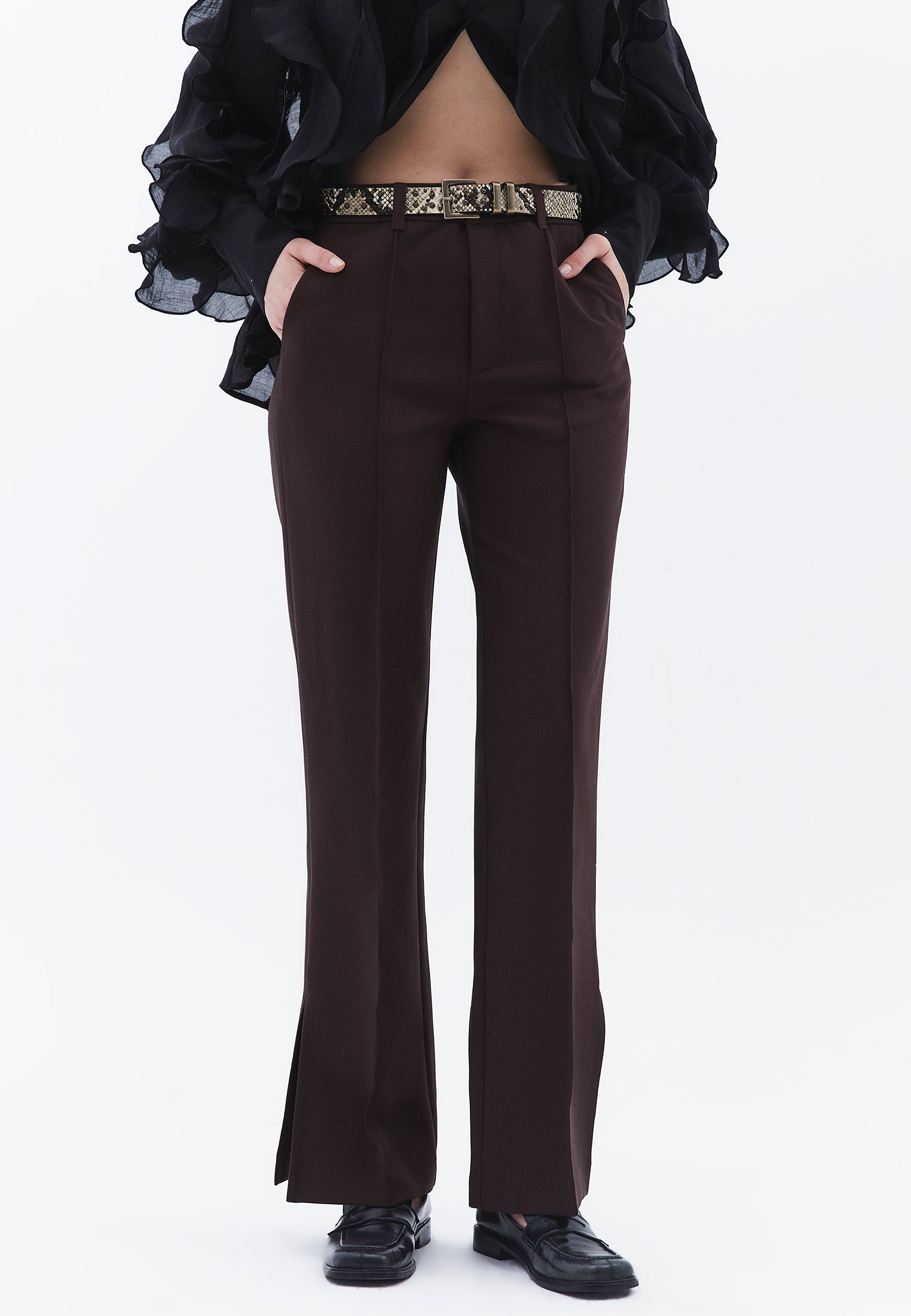 High Waist Straight Leg Pants - MOLE