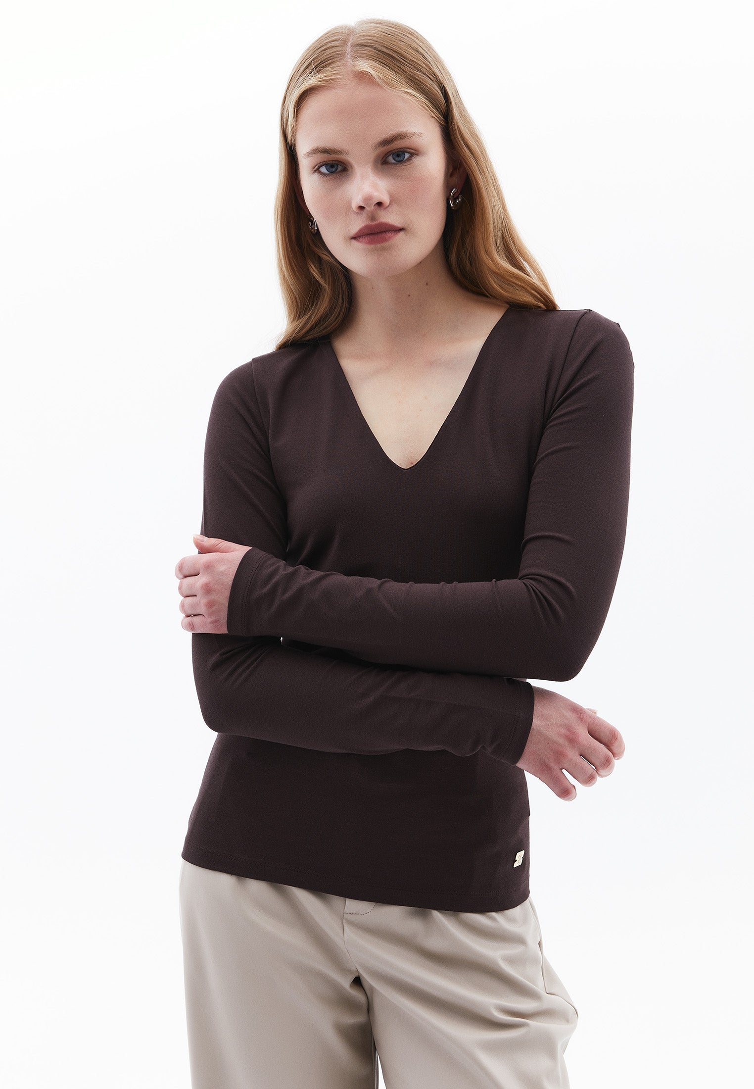 V Neck Long Sleeve T-Shirt - MOLE