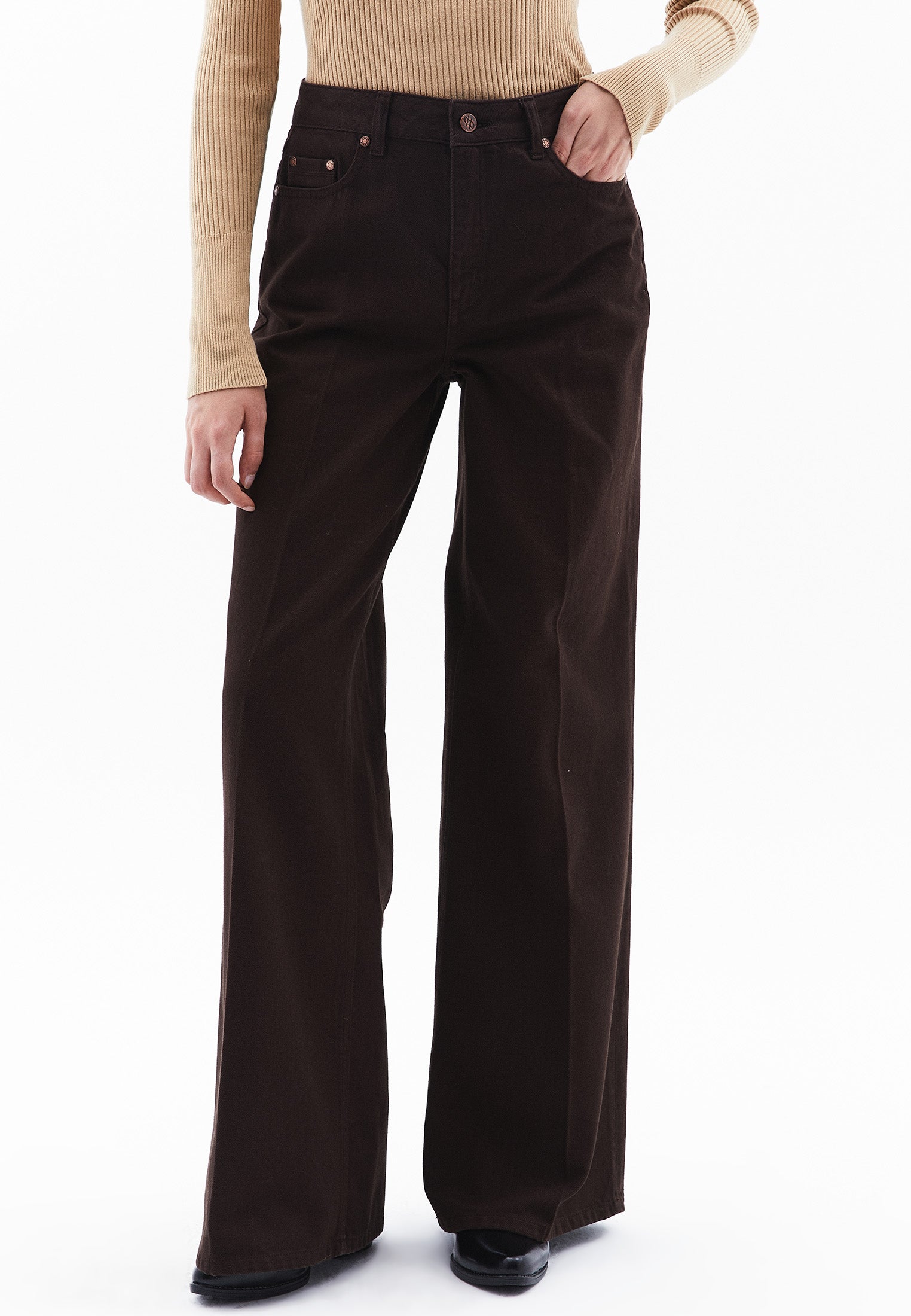 High Waist Wide Leg Long Trousers - MOLE