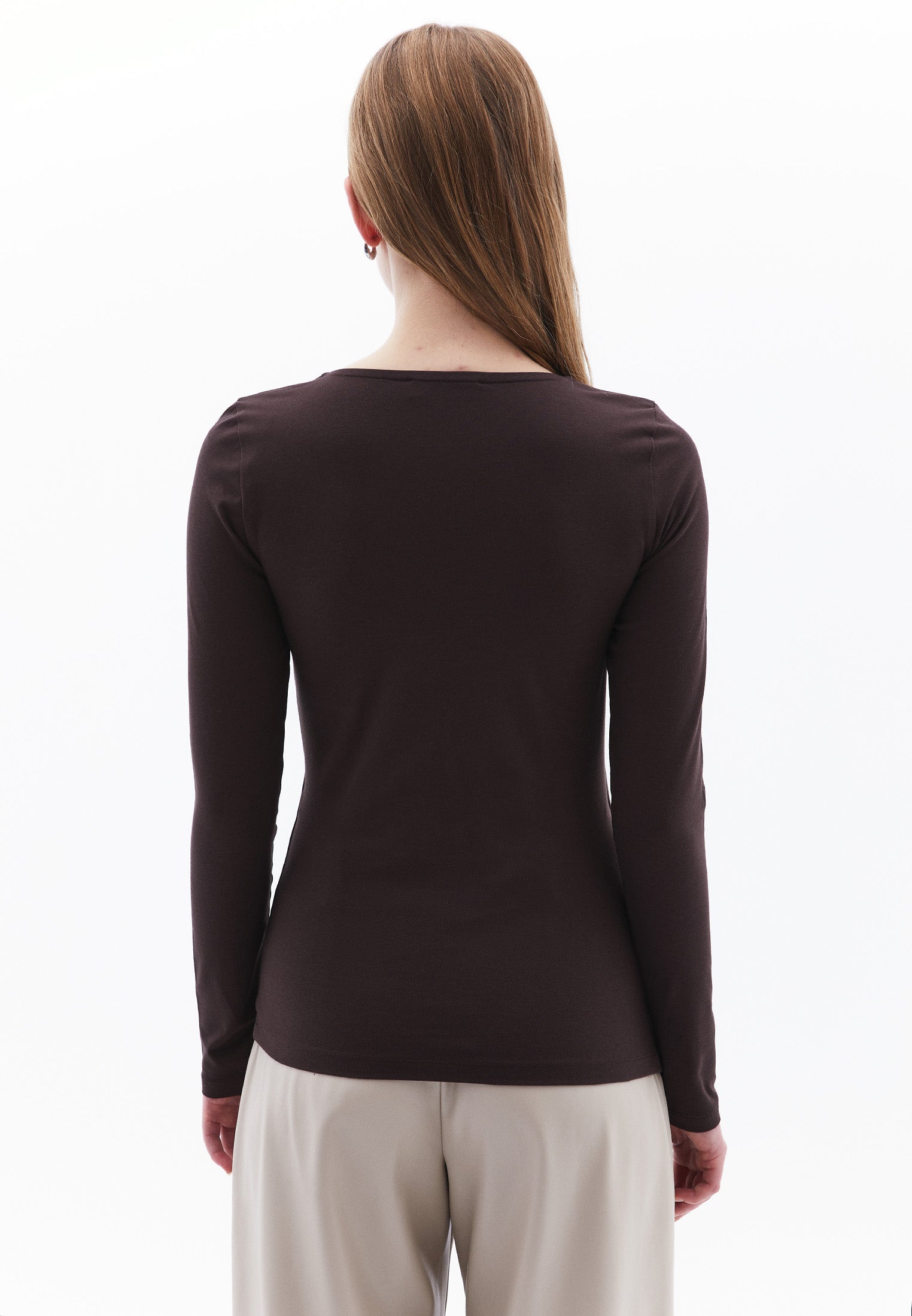 V Neck Long Sleeve T-Shirt - MOLE