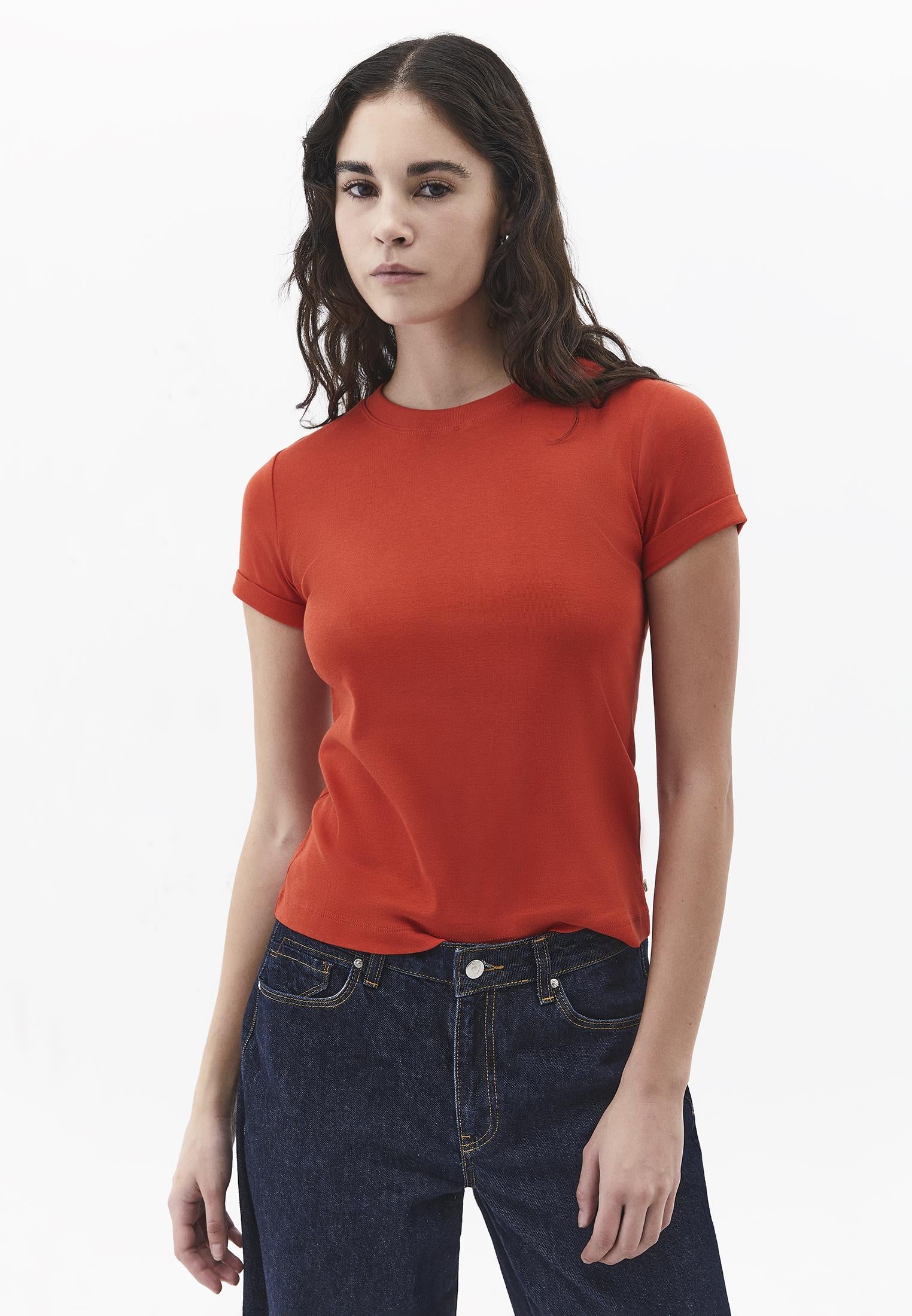 Crew Neck Short Sleeve T-Shirt - MOLTEN LAVA
