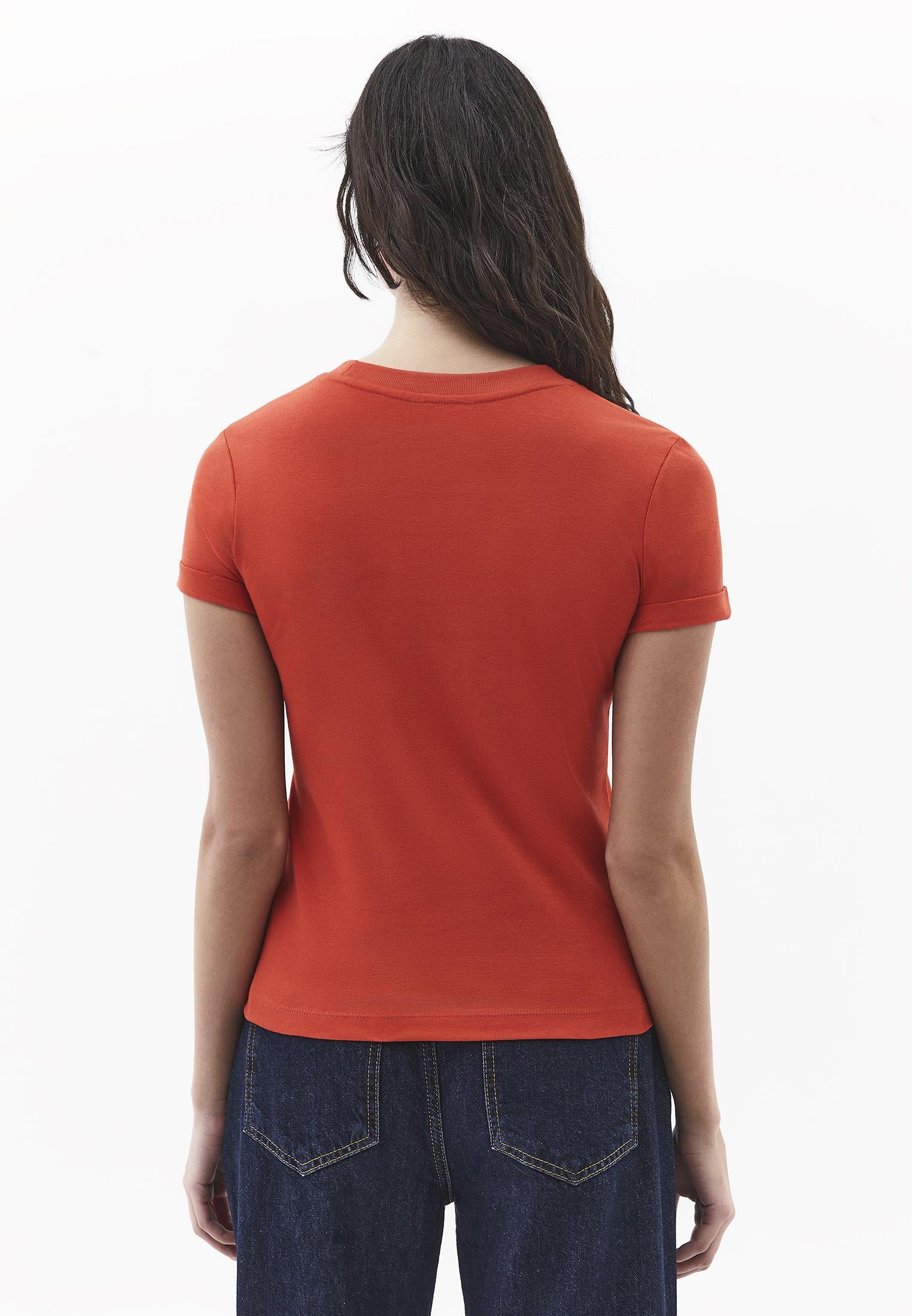 Crew Neck Short Sleeve T-Shirt - MOLTEN LAVA