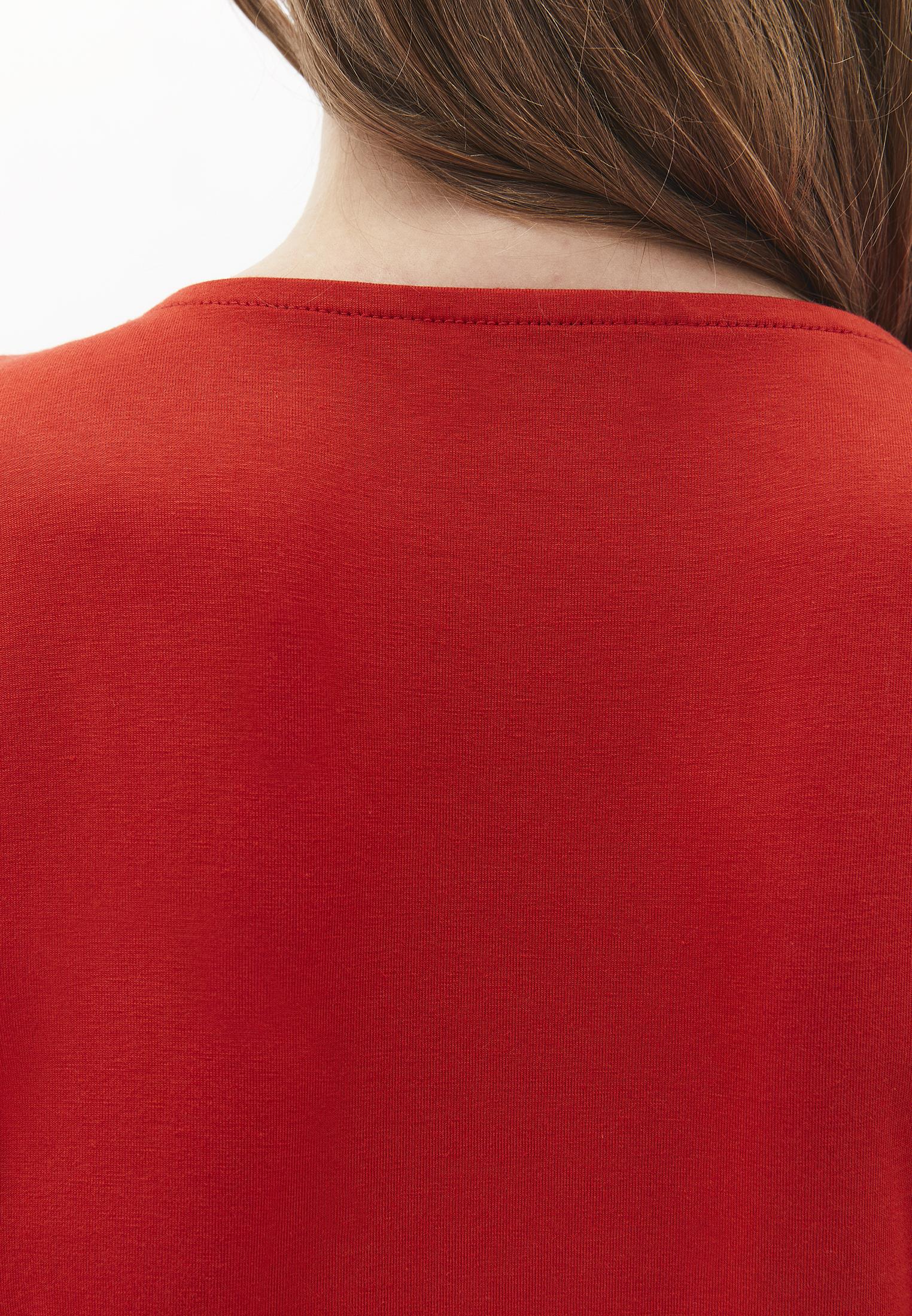 V Neck Long Sleeve Bodycon T-Shirt - MOLTEN LAVA