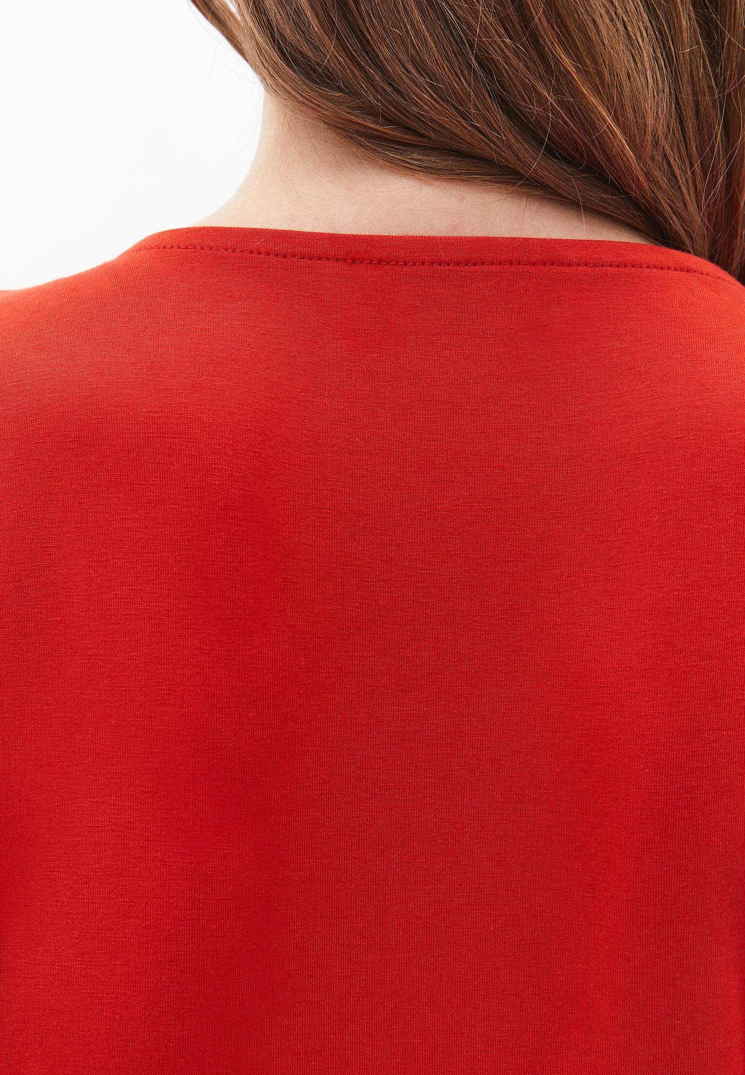 V Neck Long Sleeve Bodycon T-Shirt - MOLTEN LAVA