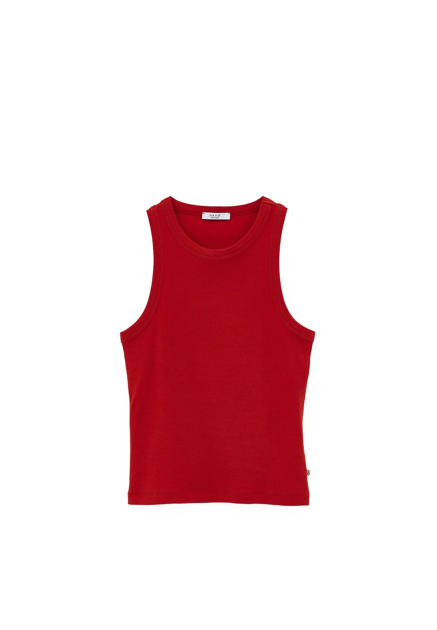 Crew Neck Bodycon Tank Top - MOLTEN LAVA