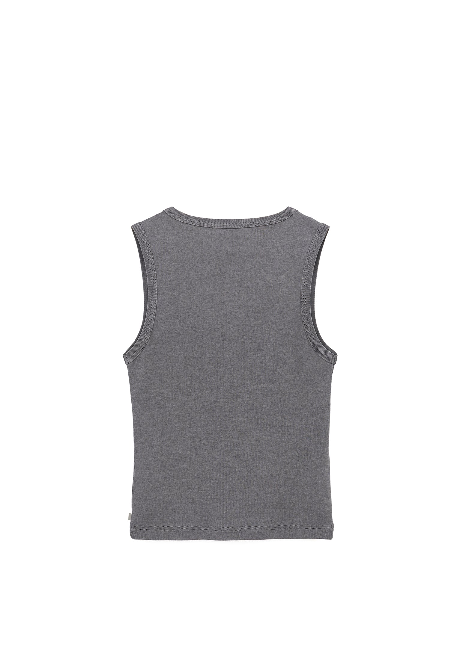 V Neck Bodycon Rib Tank Top - MONUMENT
