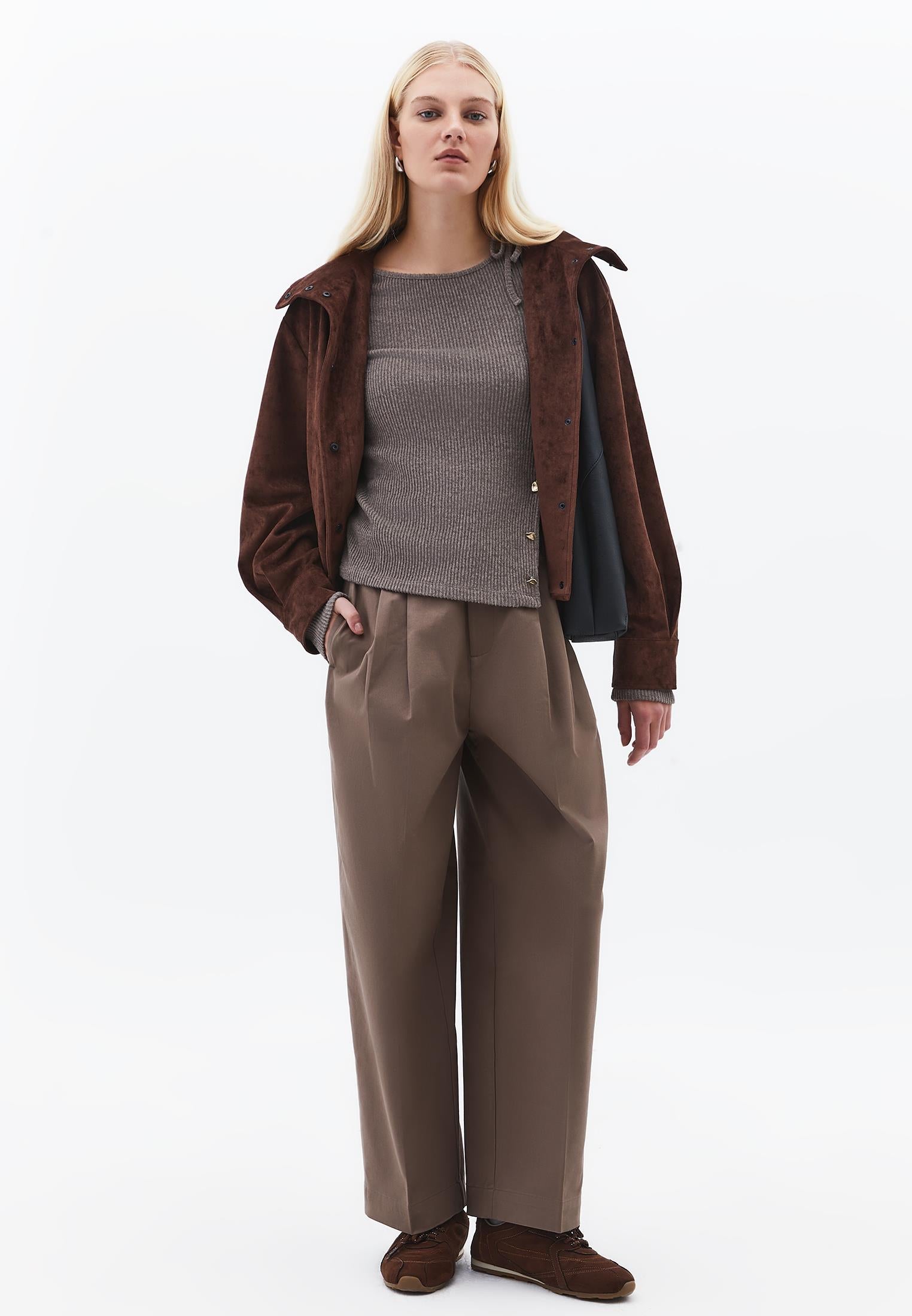 Boat Neck Long Sleeve Blouse With Button Details - MOREL MELANGE