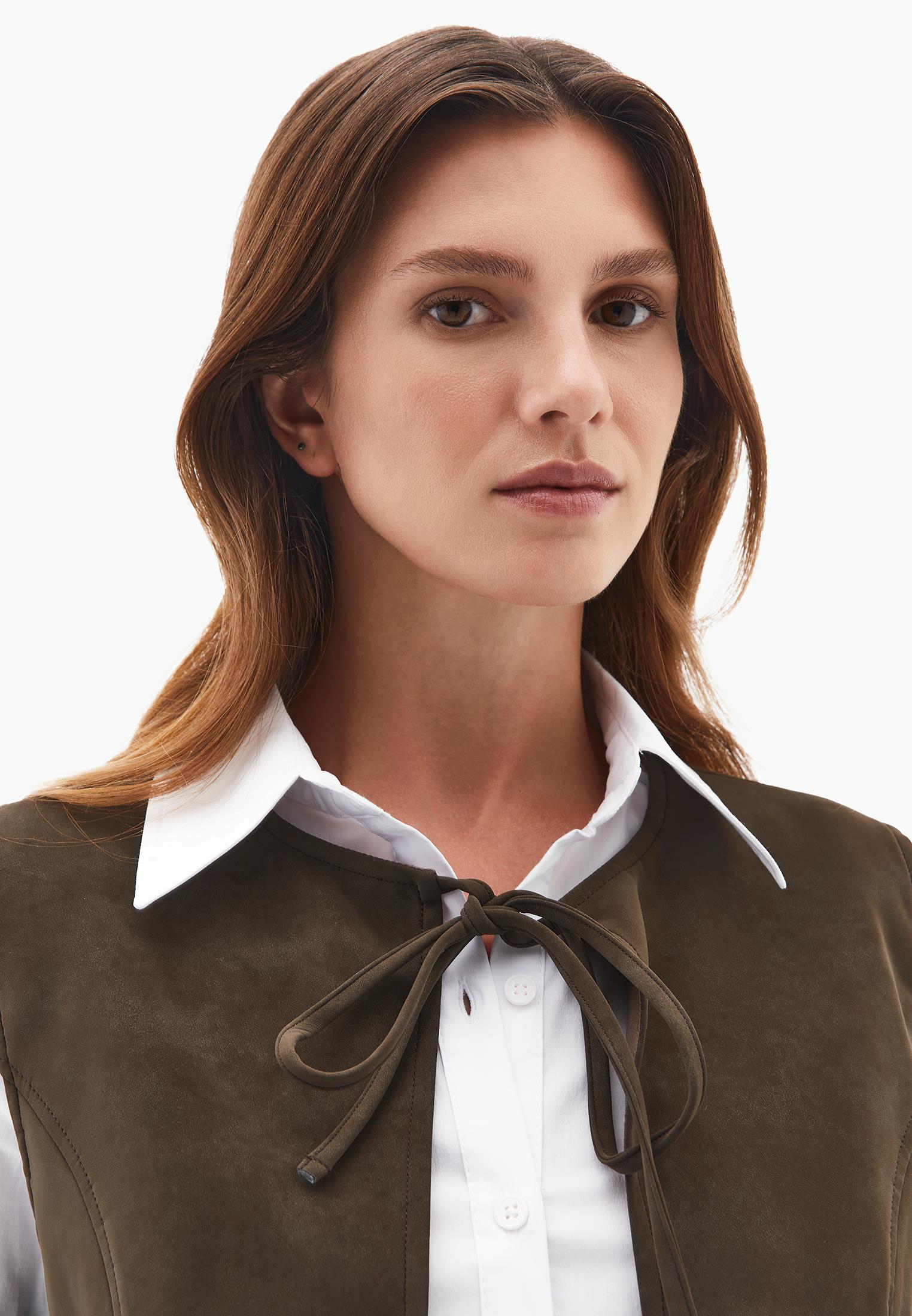 Tie Waist Suede Vest - MOREL
