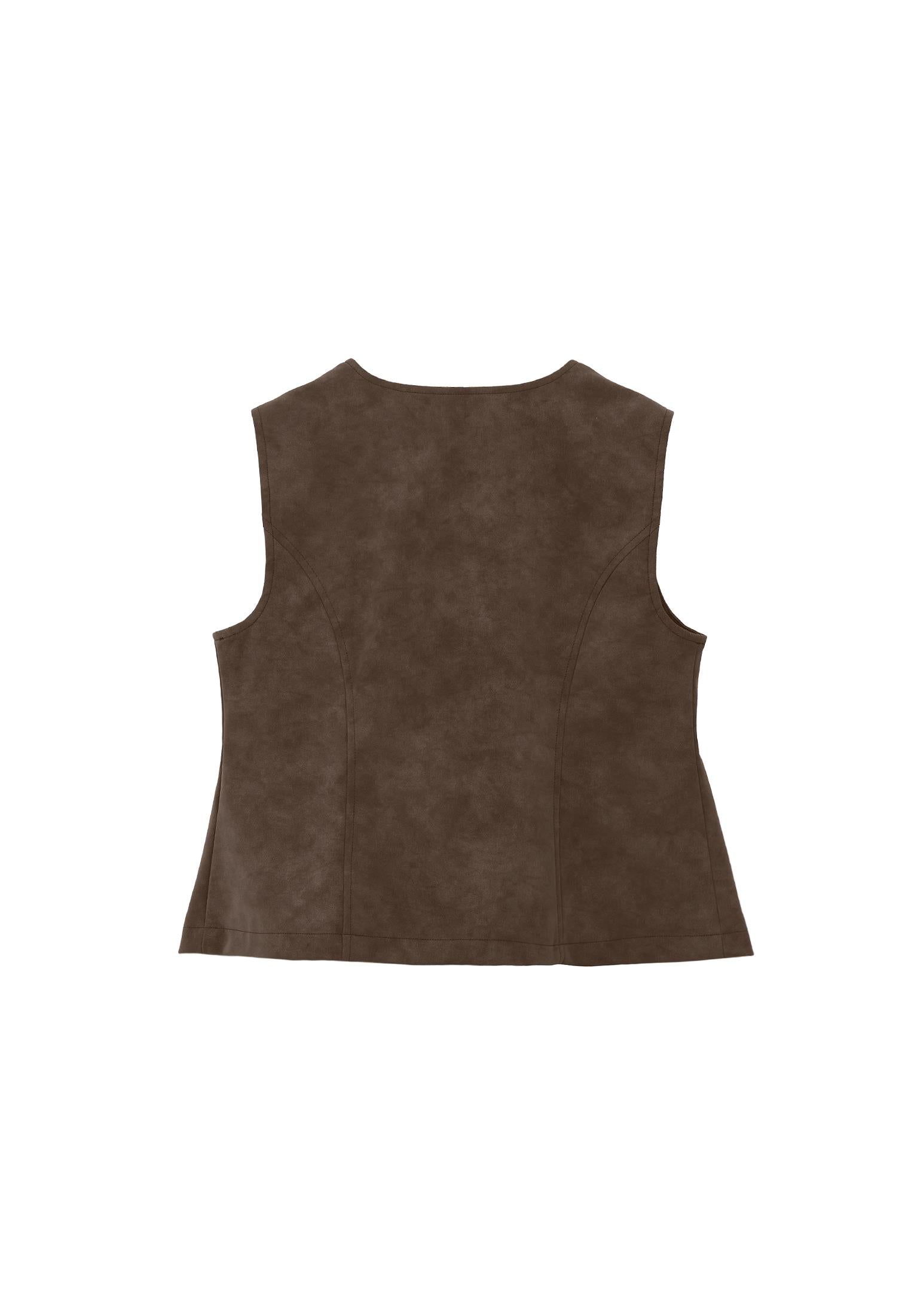 Tie Waist Suede Vest - MOREL