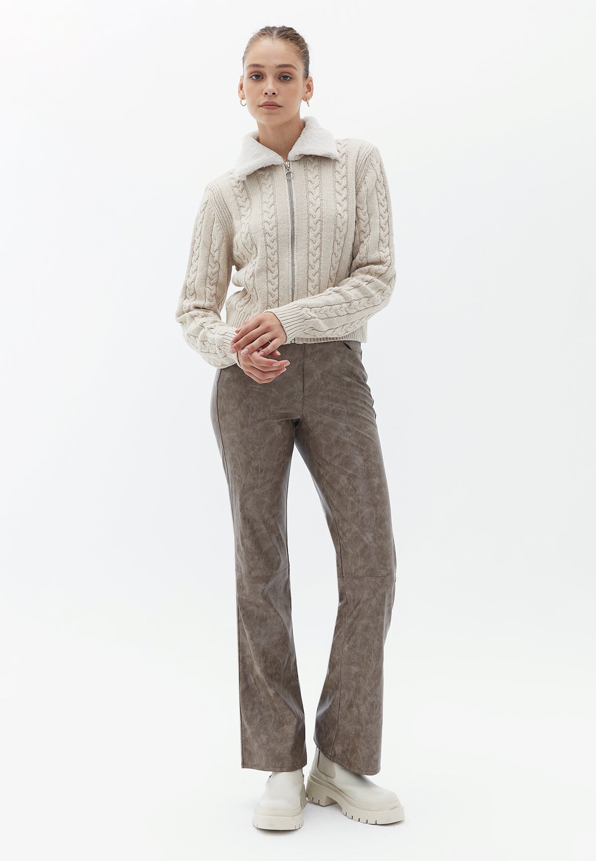 Bootcut Leather Pants With Straight Leg - MOUNTAIN TRAIL