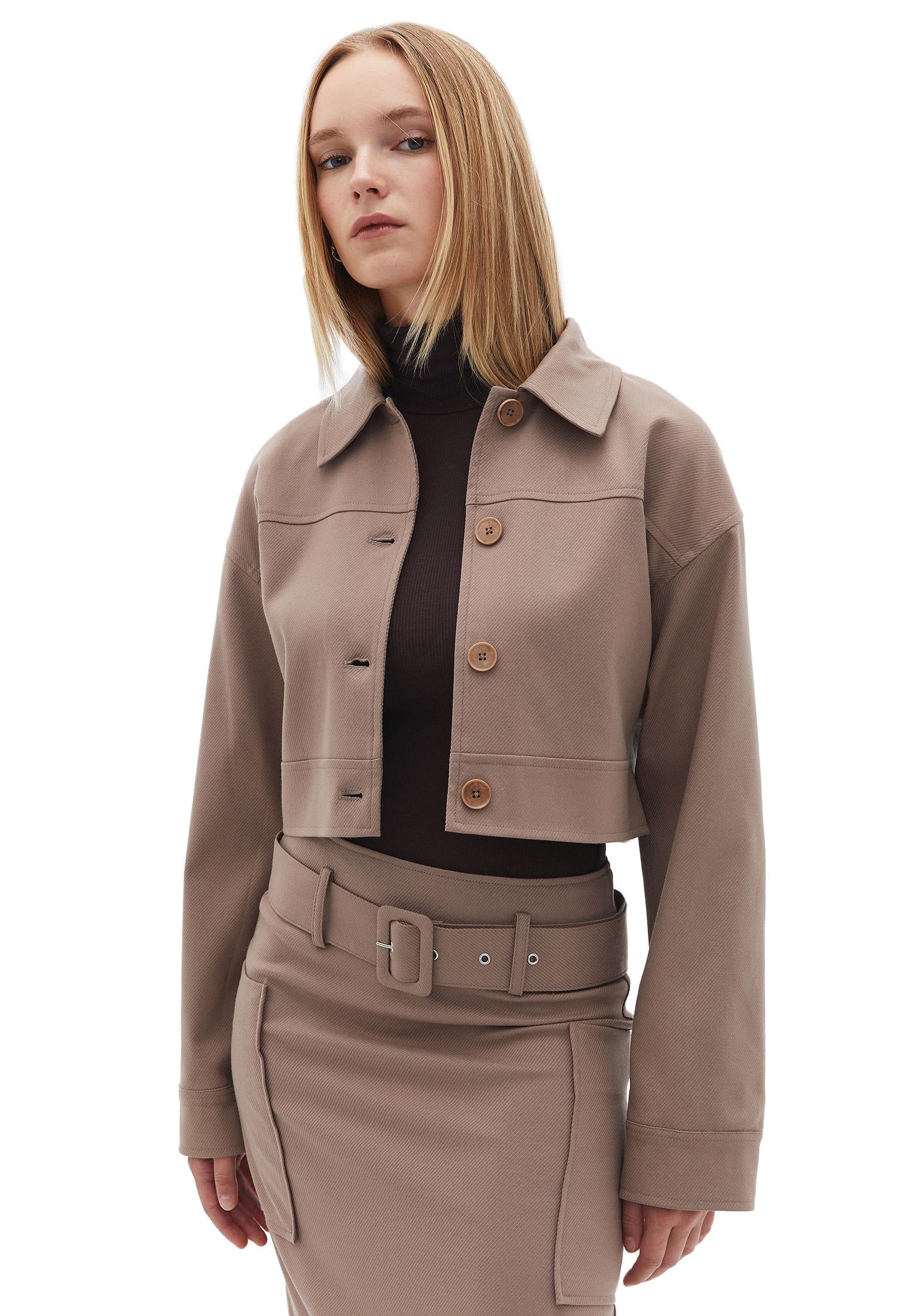 Draped Shirt Collar Jacket - MOUNTAIN TRAIL