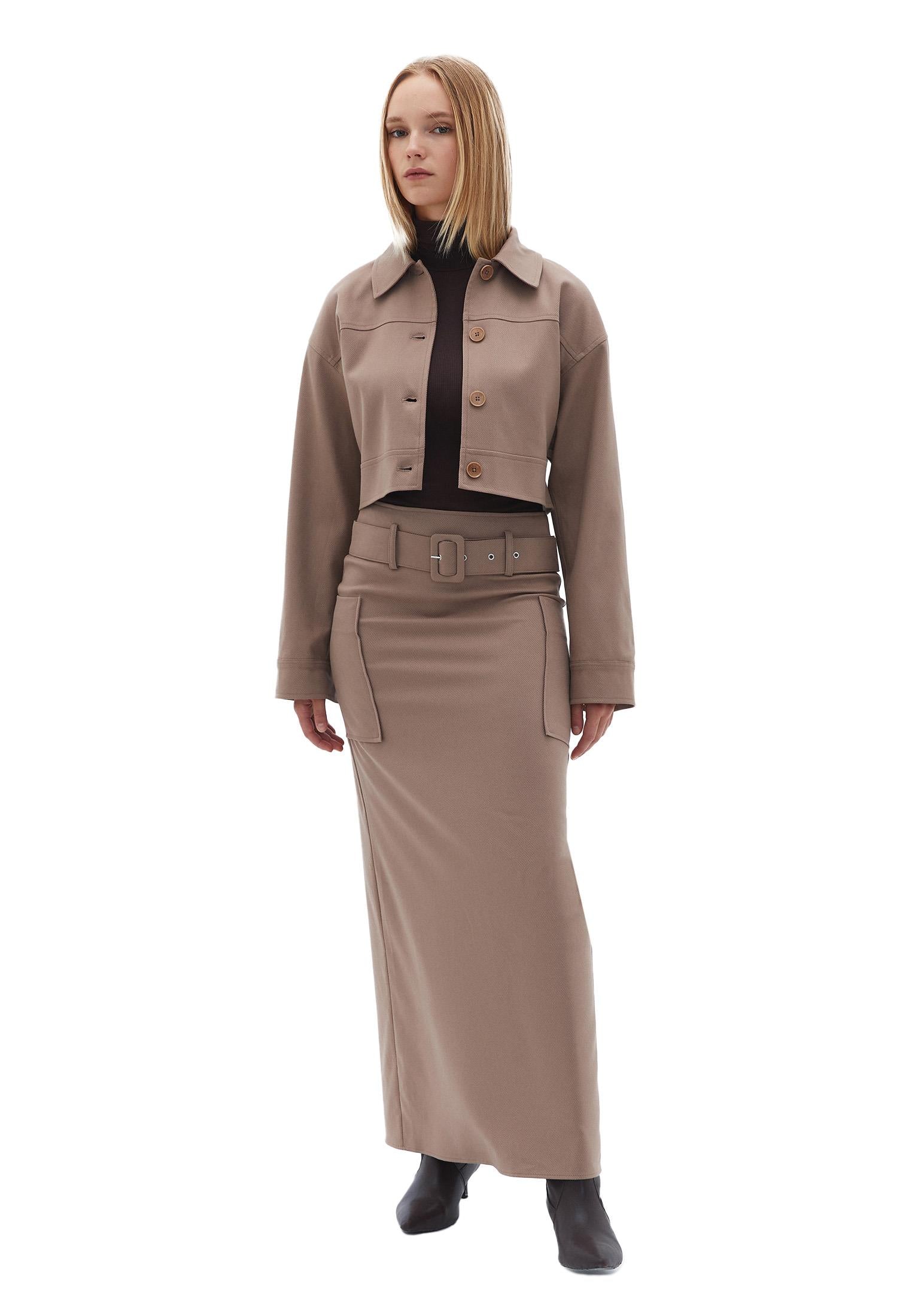 Draped Shirt Collar Jacket - MOUNTAIN TRAIL