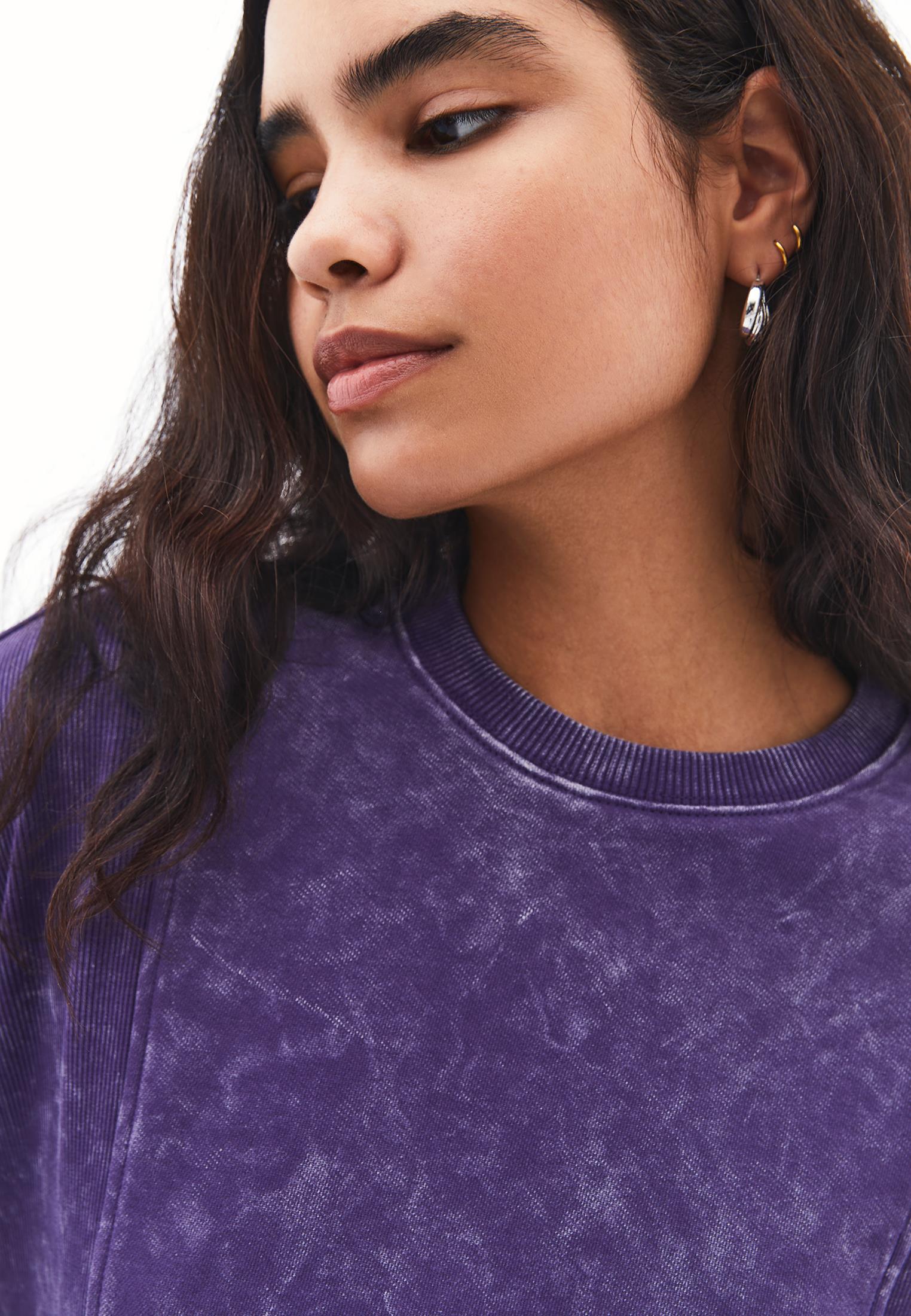 Zip Detailed Oversize Sweatshirt - MULBERRY PURPLE