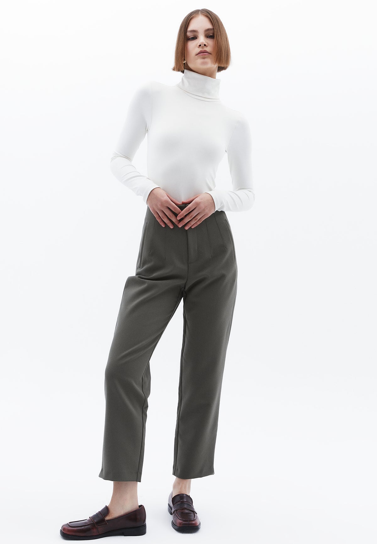 Ultra High Waist Carrot Pants - MULLED BASIL