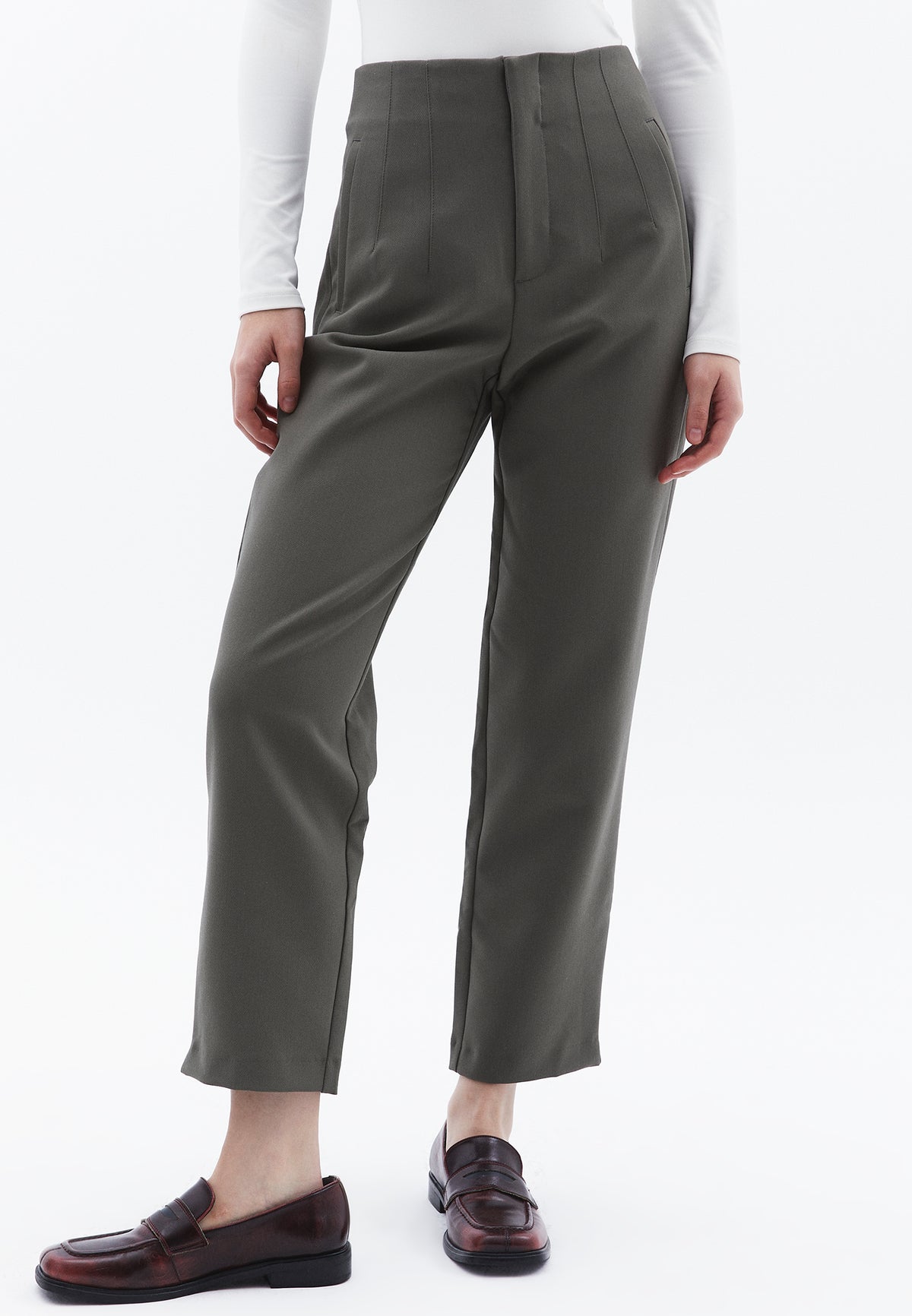 Ultra High Waist Carrot Pants - MULLED BASIL