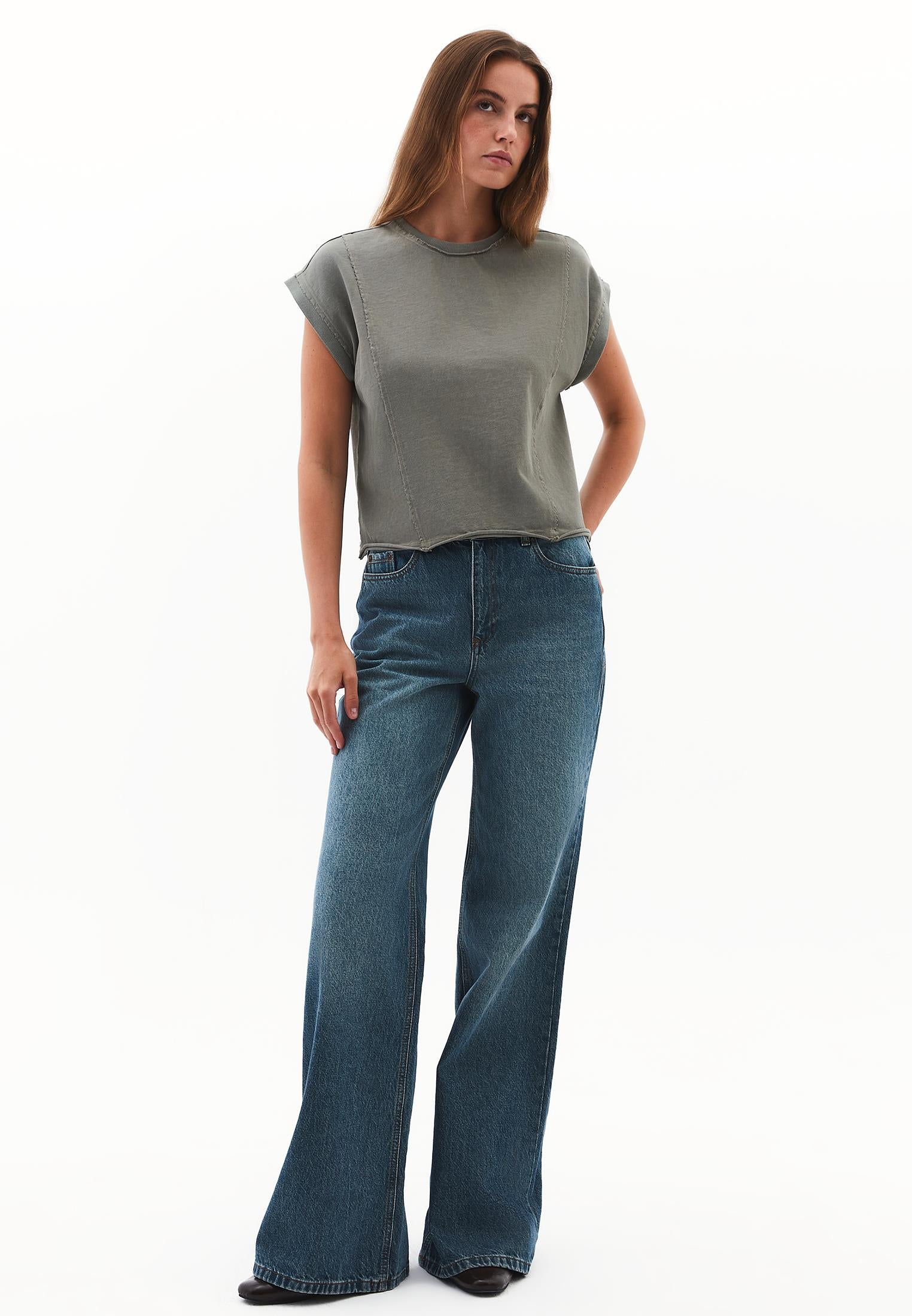 Loose Fit Crew Neck T-Shirt - MULLED BASIL