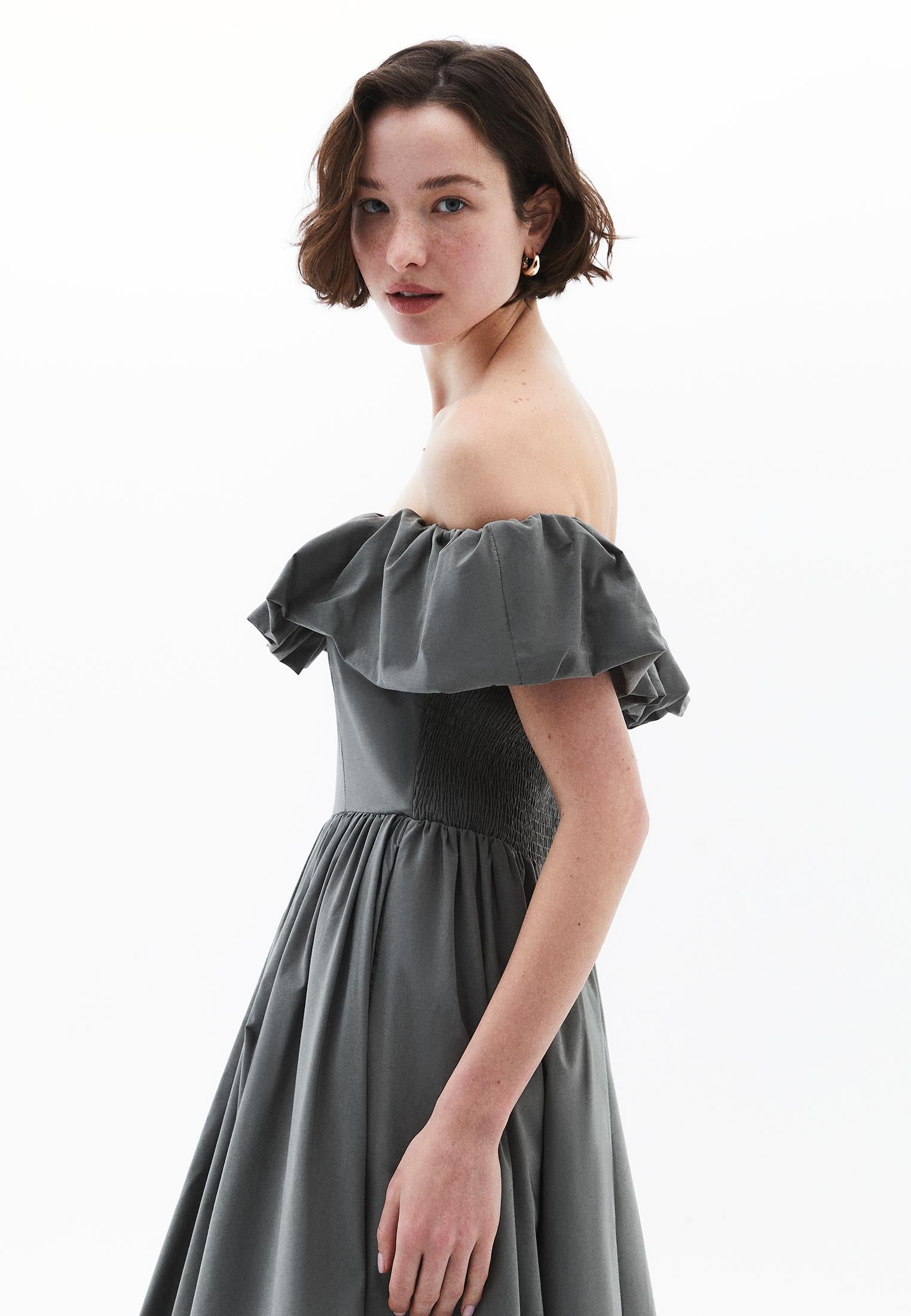 Balloon Dress - MULLED BASIL