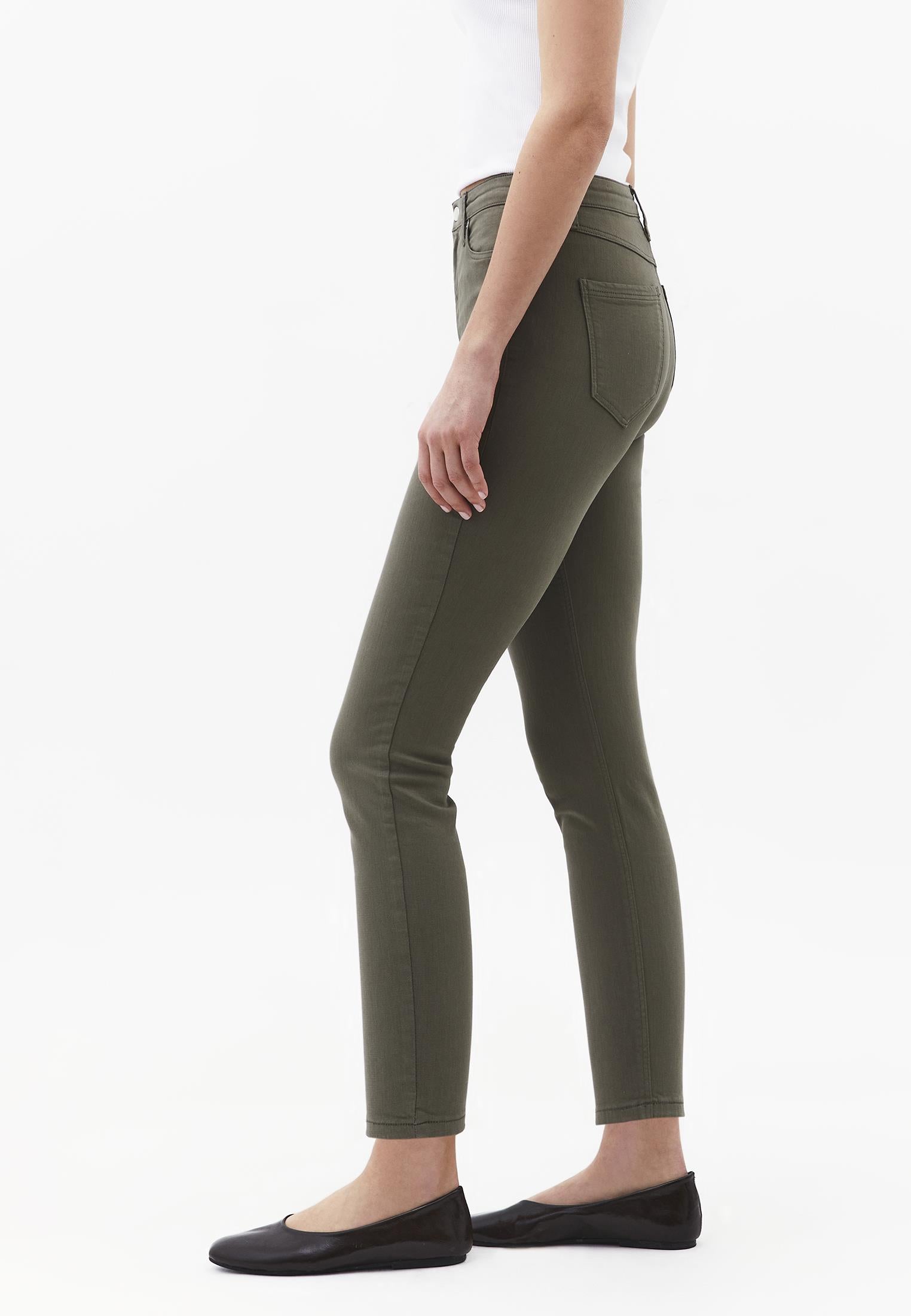 High Waist Ankle Pants - MULLED BASIL