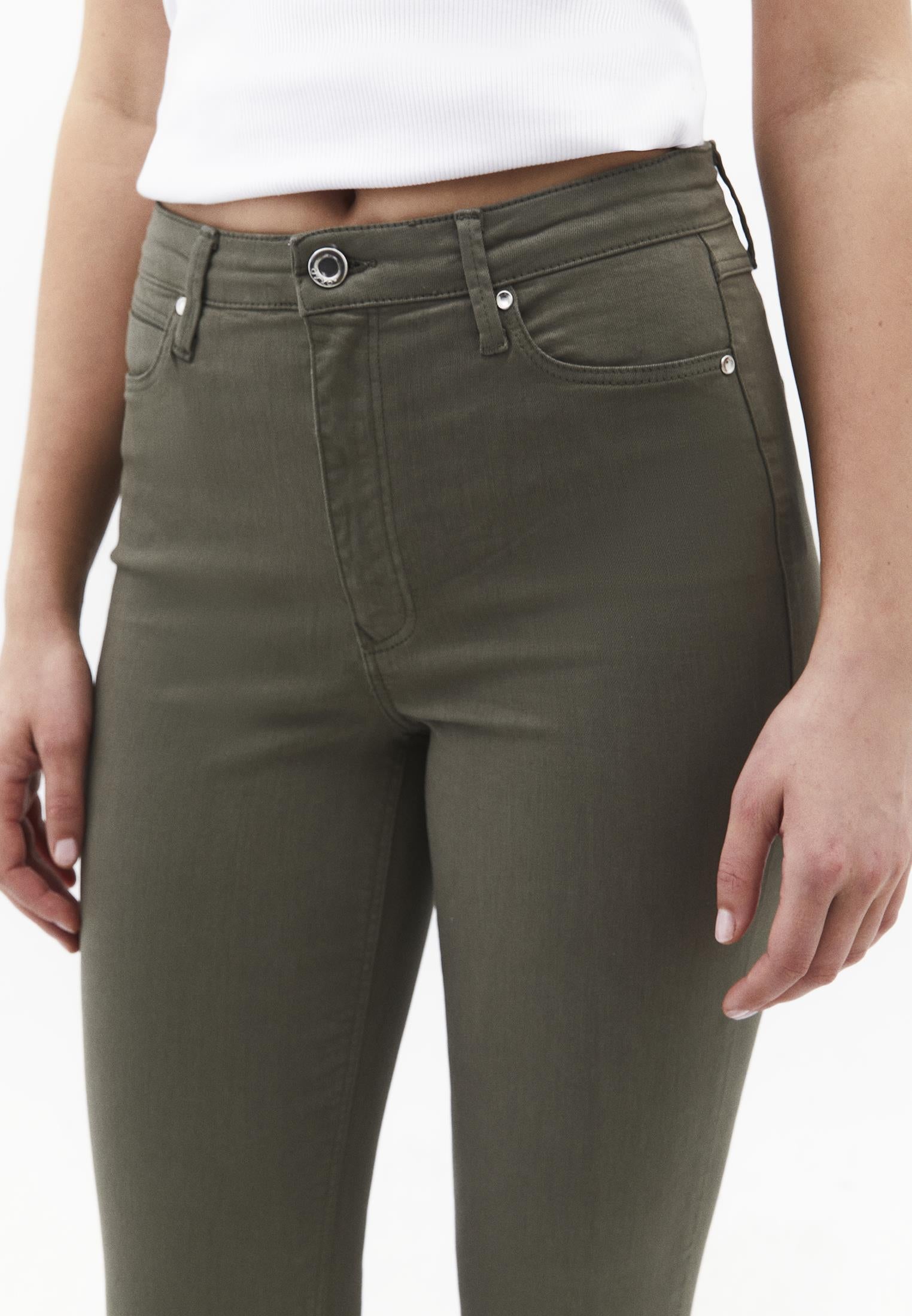 High Waist Ankle Pants - MULLED BASIL