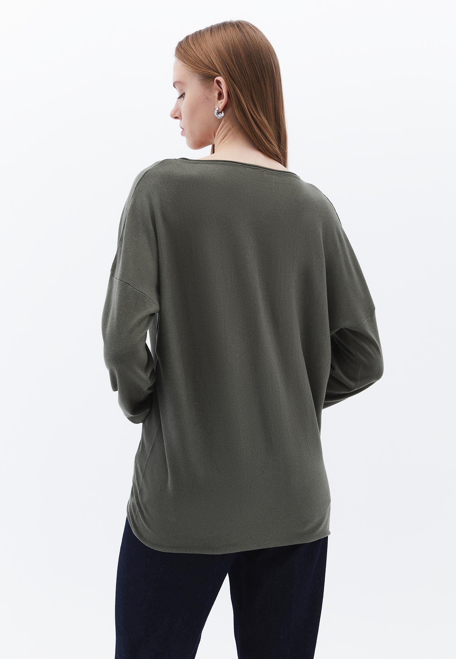 V Neck Long Sleeve Knitwear - MULLED BASIL