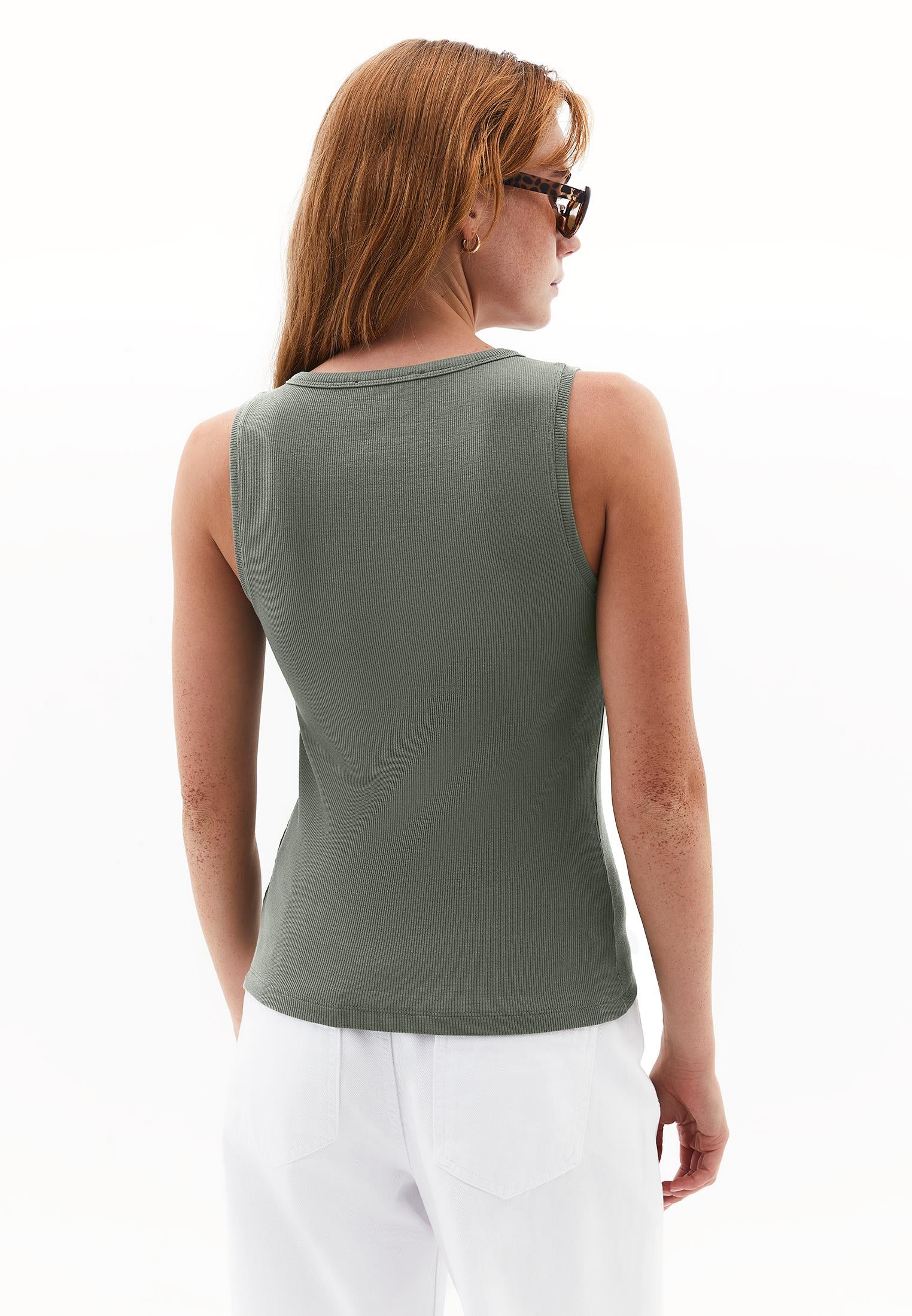 Sleeveless Tank With Crew Neck - MULLED BASIL