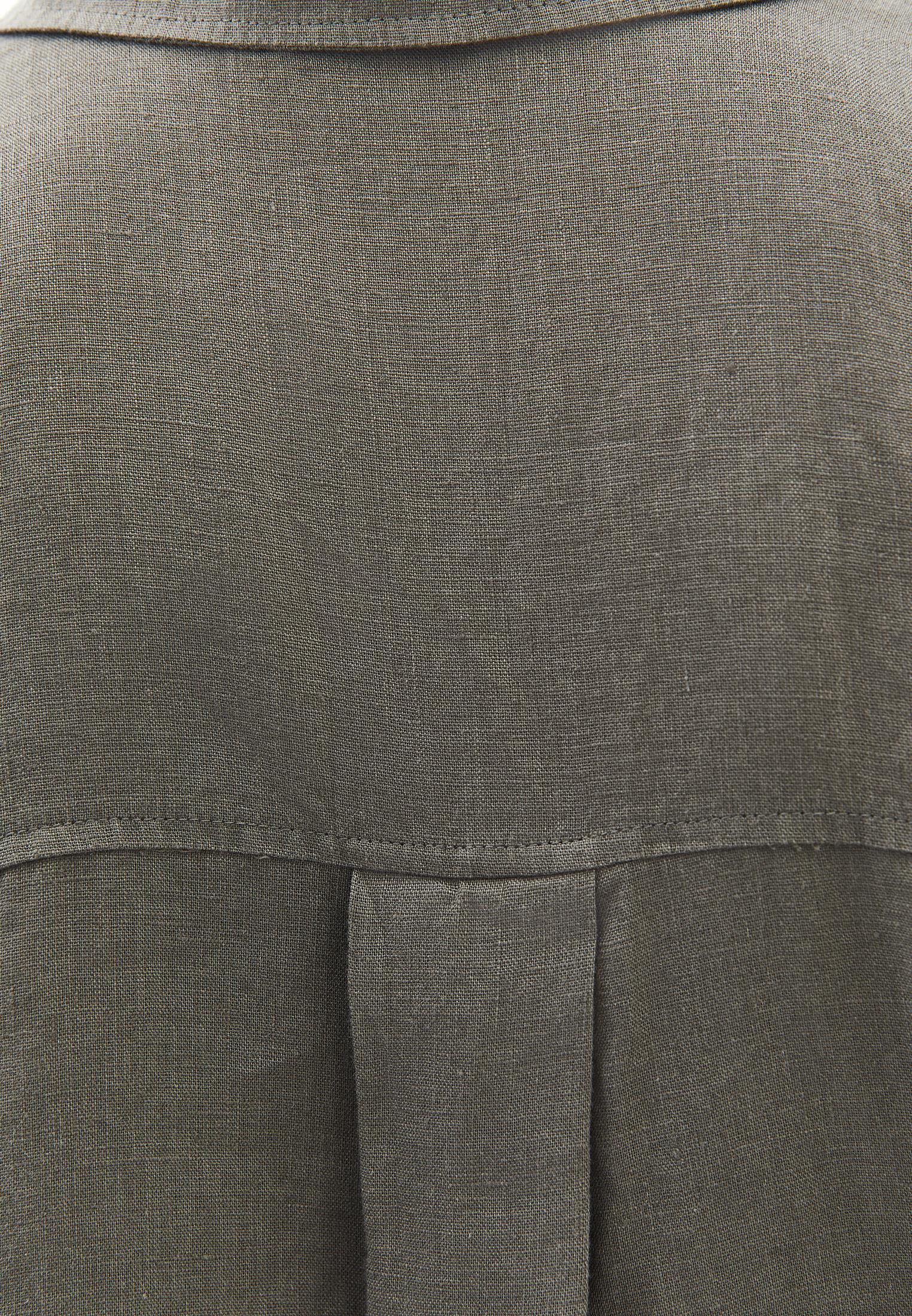 Linen Shirt With Large Fit And Buttons - MULLED BASIL