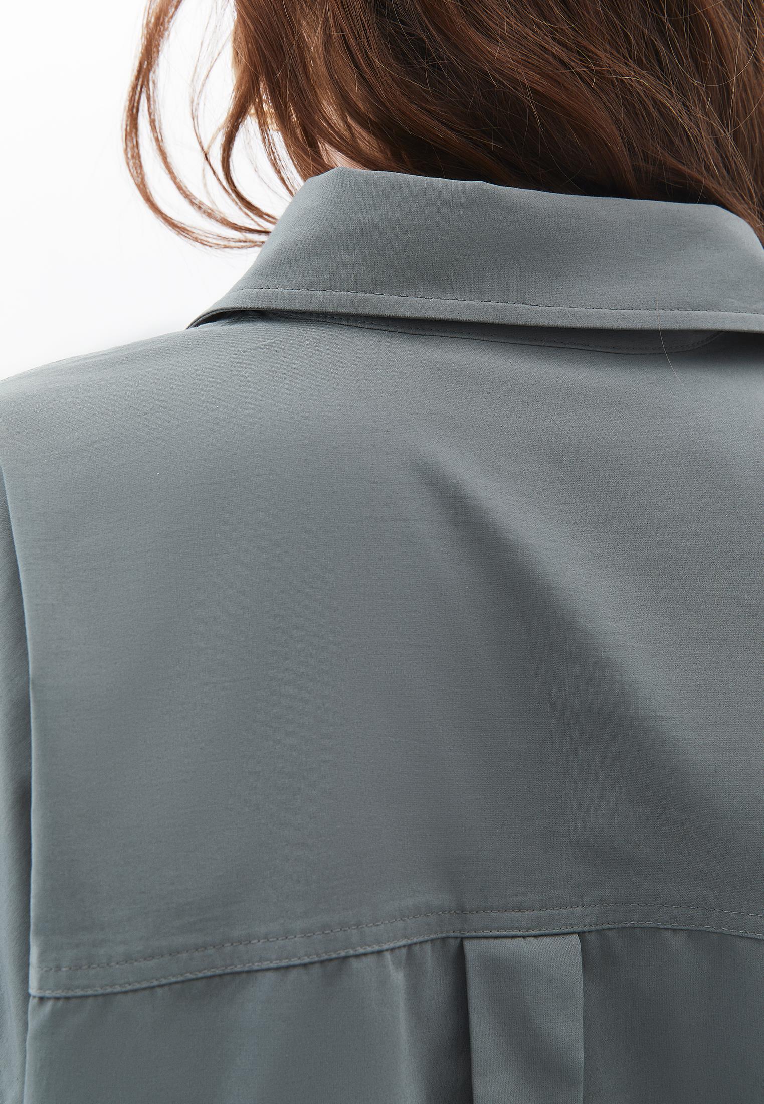 Oversize Long Sleeve Printed Shirt - MULLED BASIL