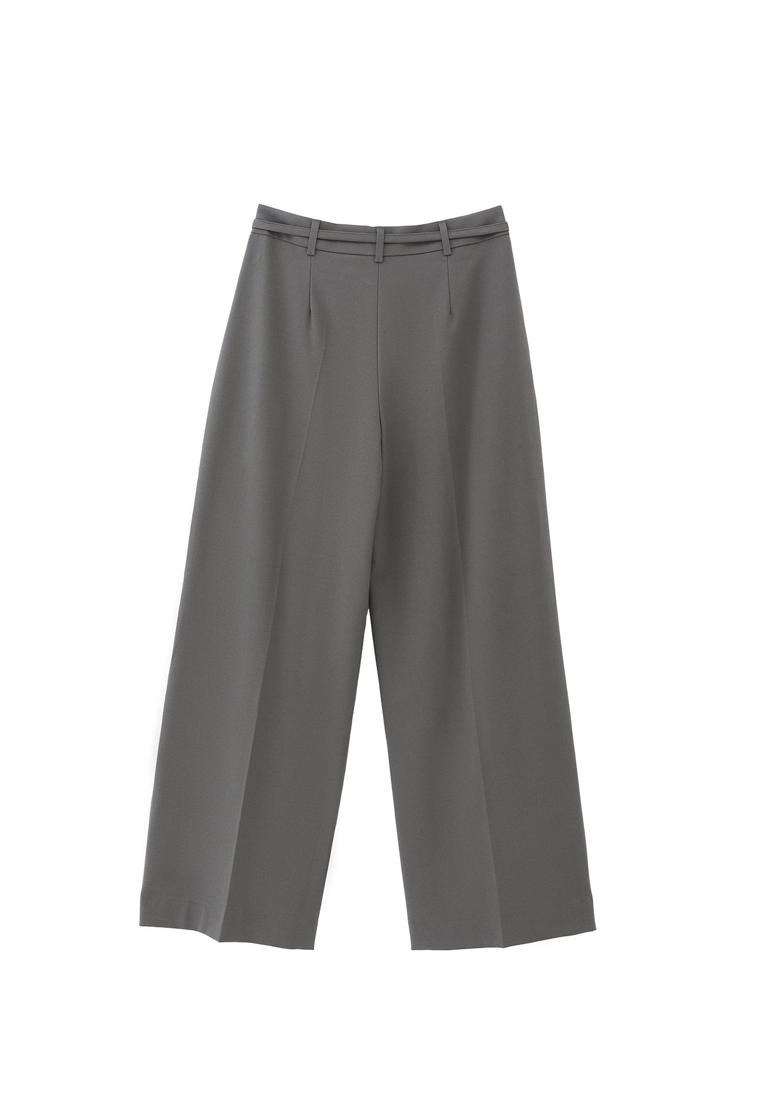 Straight Pants With Belt Detail - MULLED BASIL
