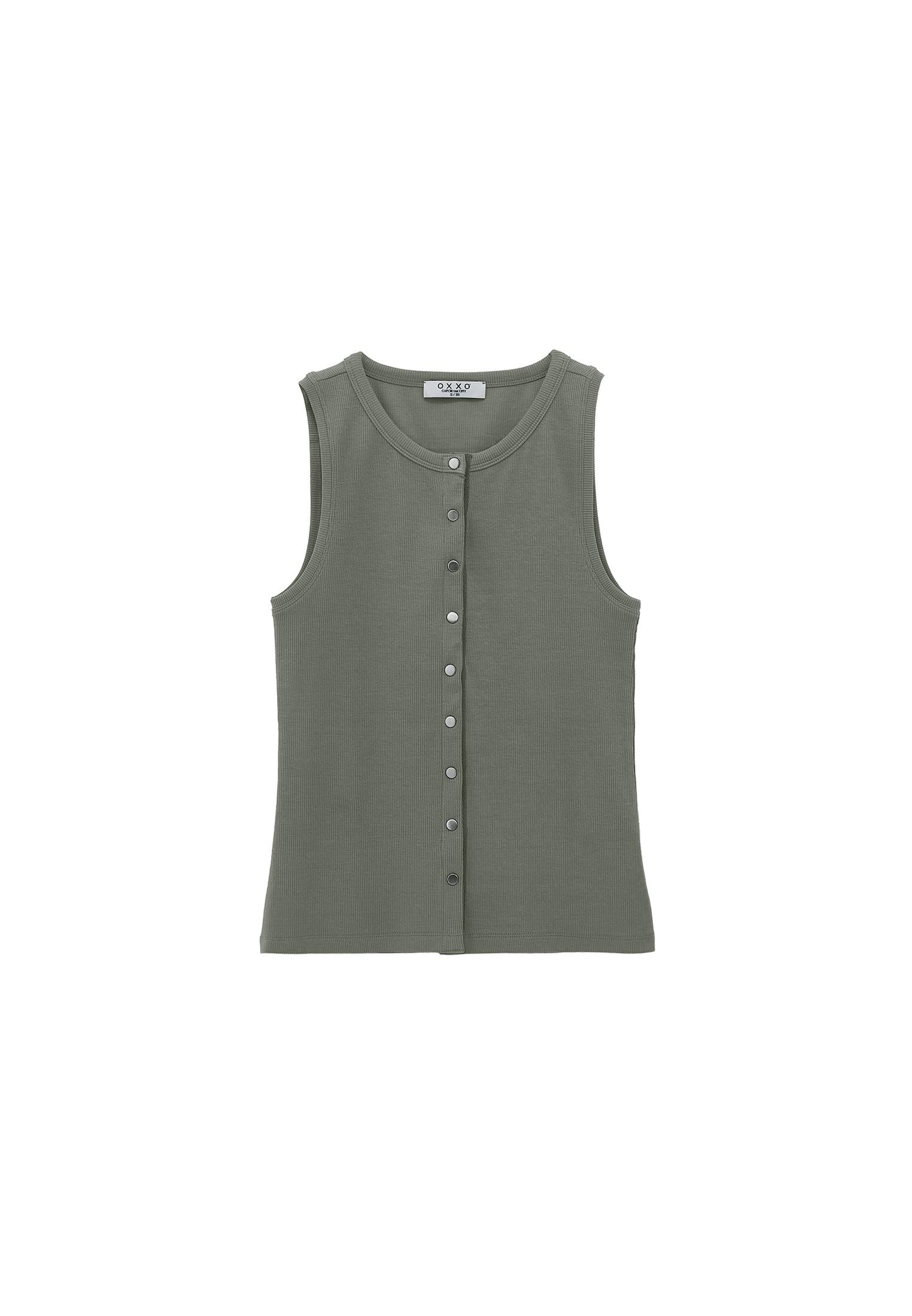 Sleeveless Tank With Crew Neck - MULLED BASIL