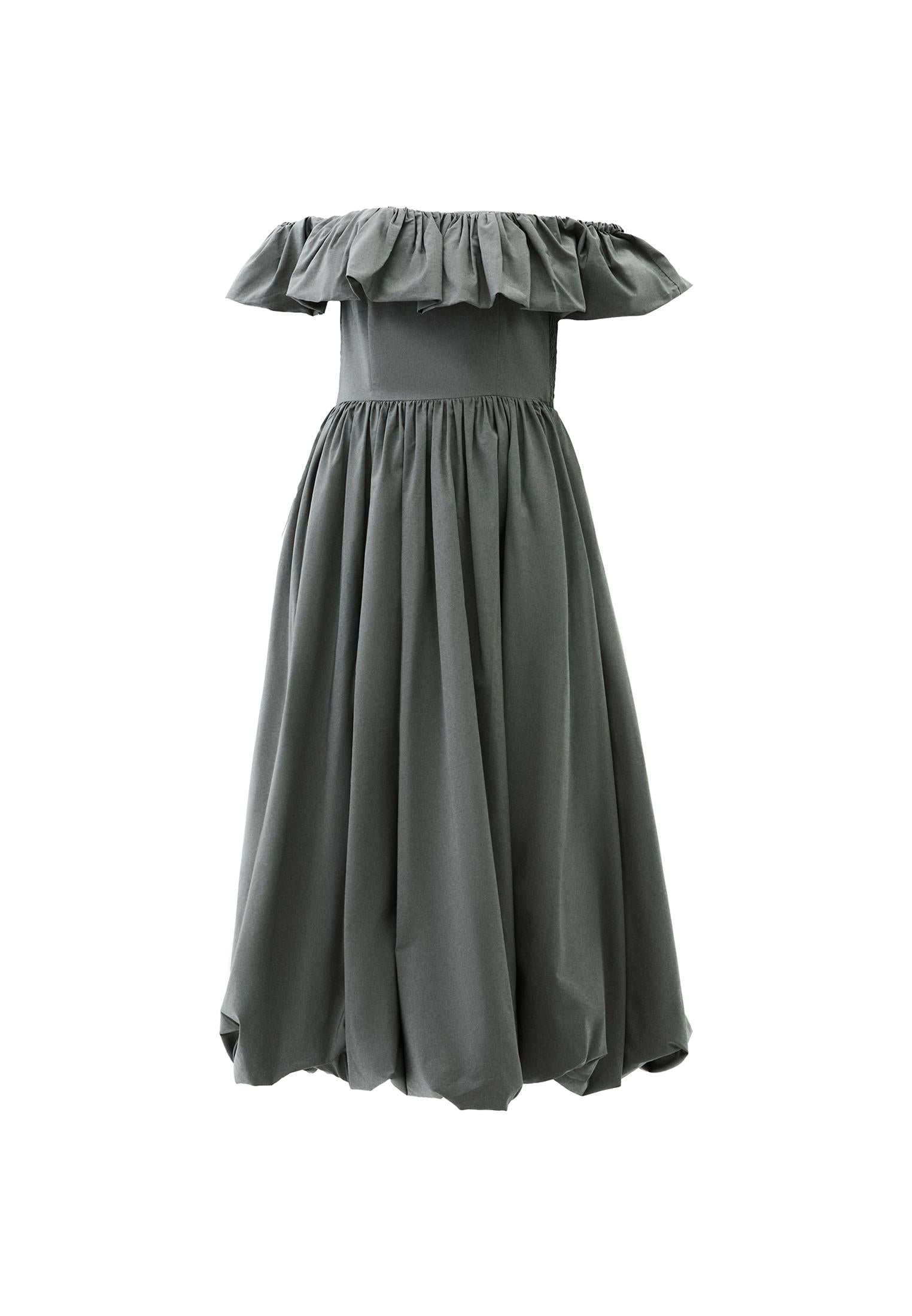 Balloon Dress - MULLED BASIL