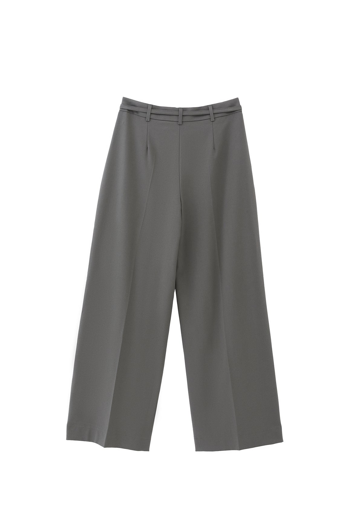Straight Pants with Belt Detail - MULLED BASIL
