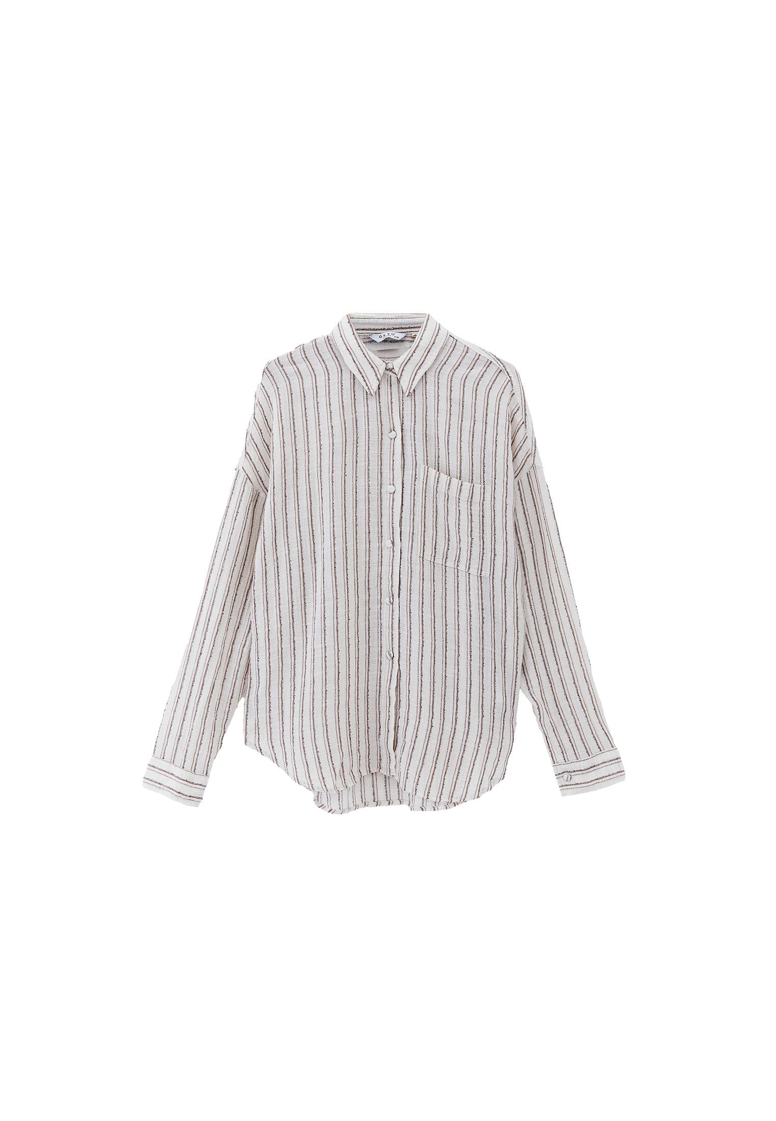 Oversize Shirt With Pocket - MYRISTICA STRIPE