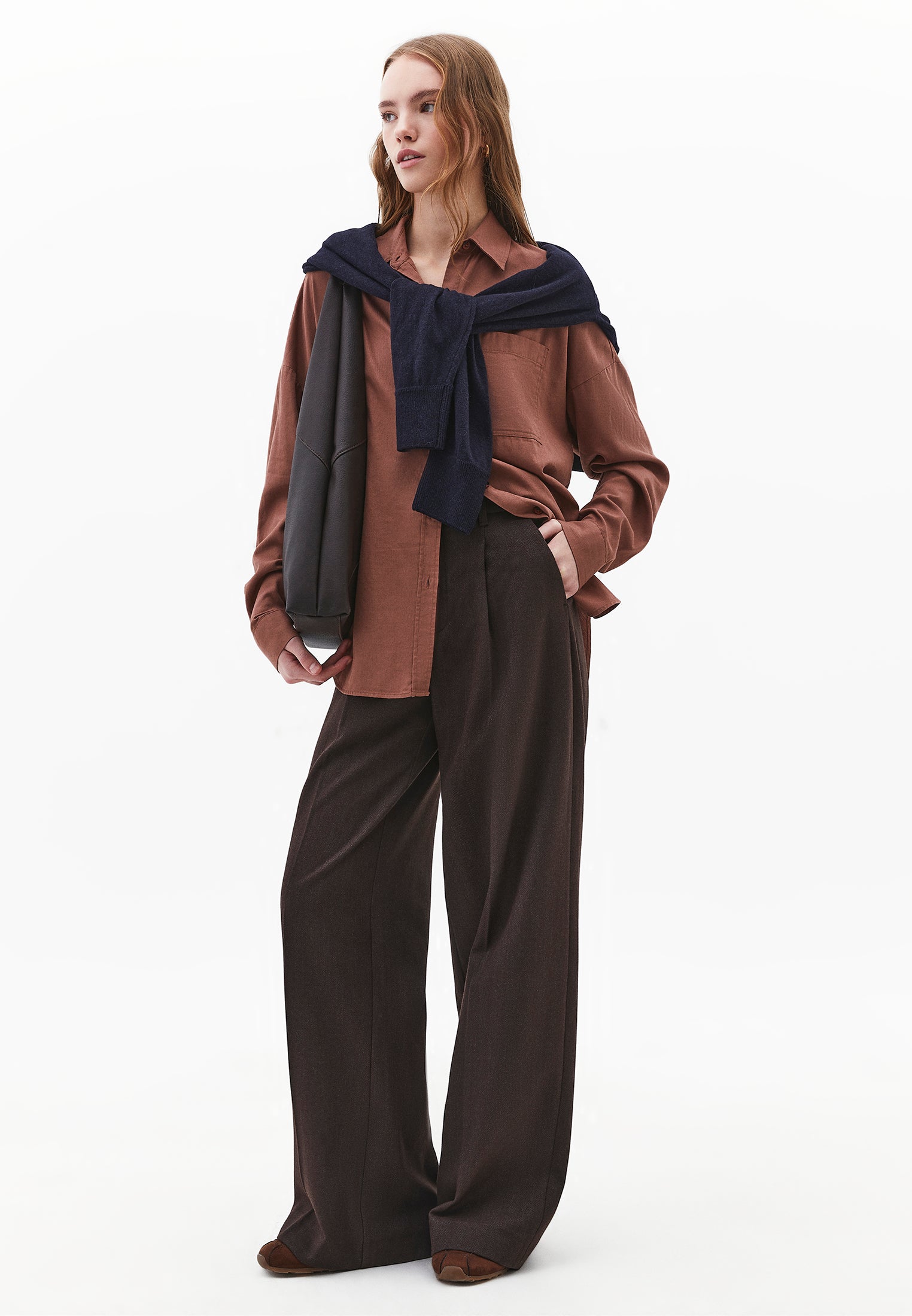 Oversize Long Sleeve Shirt With Pocket Detail - MYRISTICA