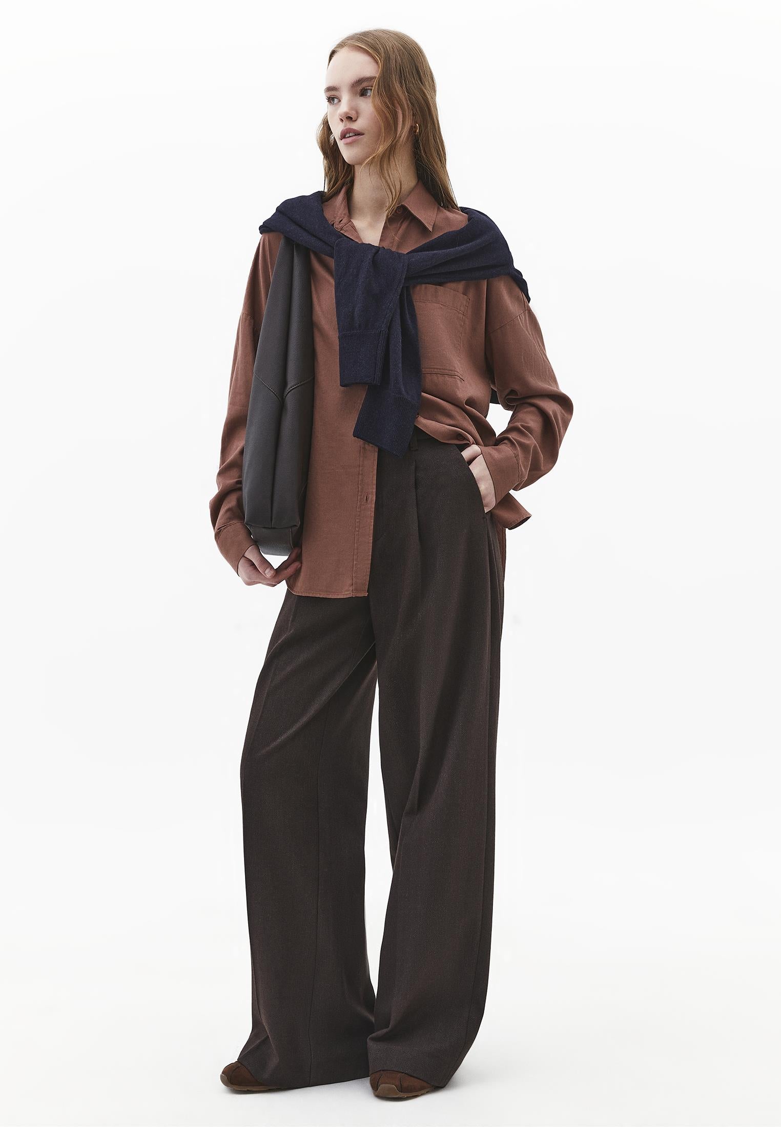 Oversize Long Sleeve Shirt With Pocket Detail - MYRISTICA