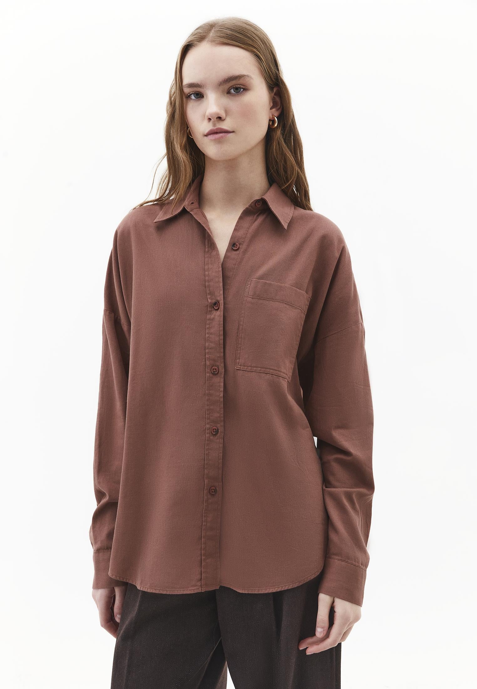 Oversize Long Sleeve Shirt With Pocket Detail - MYRISTICA