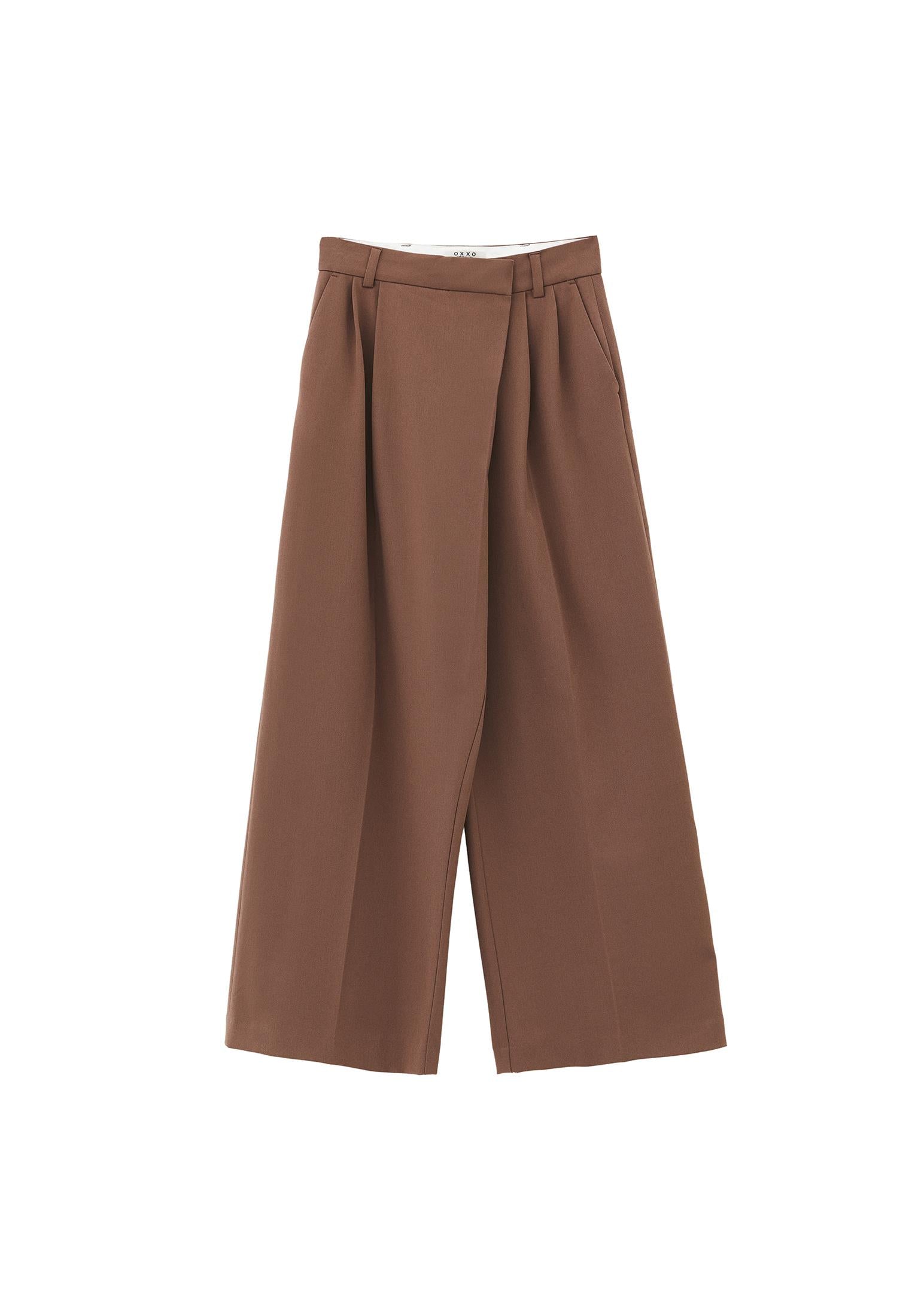 High Waist Asymmetric Wide Leg Pants - MYRISTICA