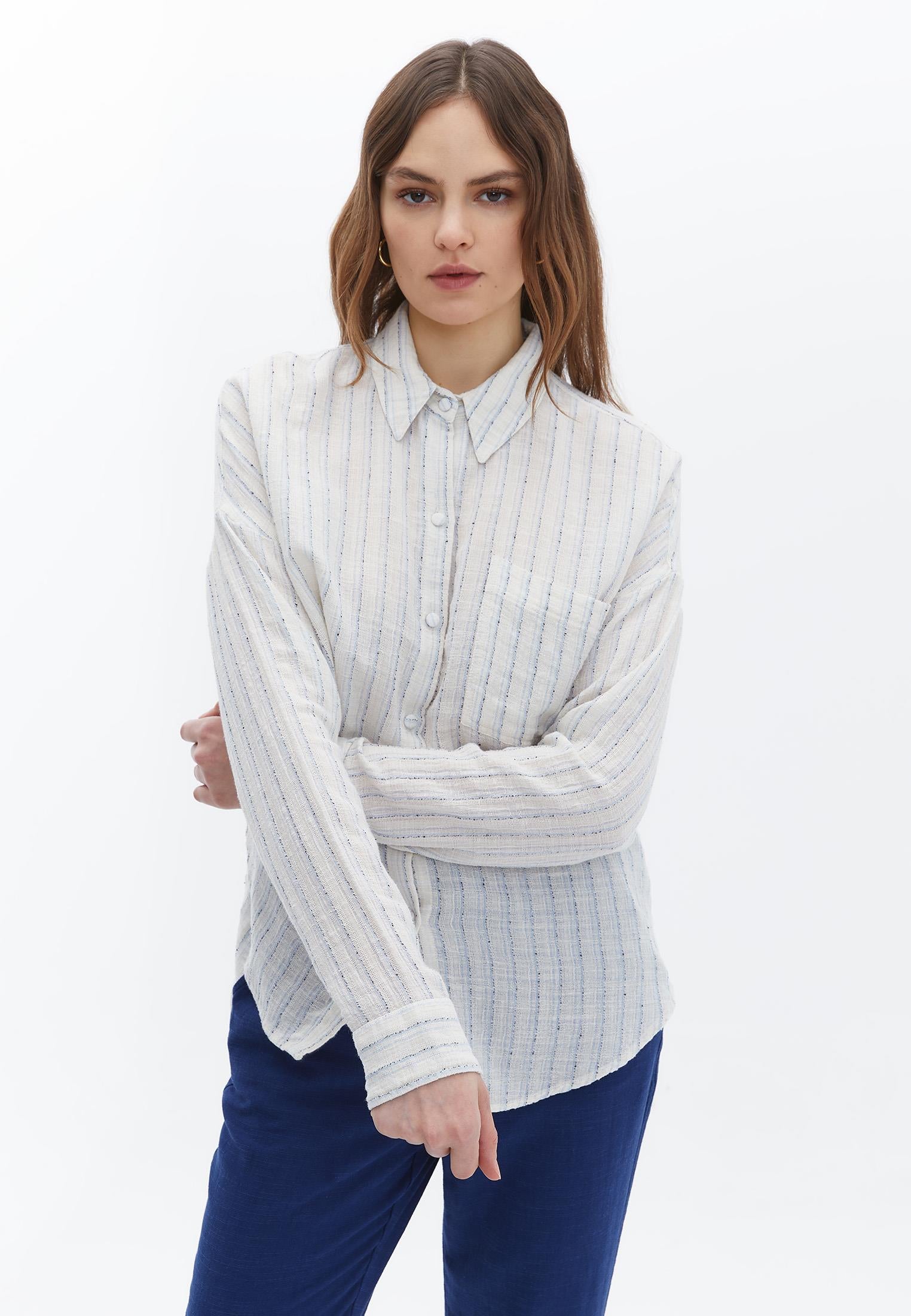 Oversize Shirt With Pocket - NANTUCKET BREEZE STRIPE