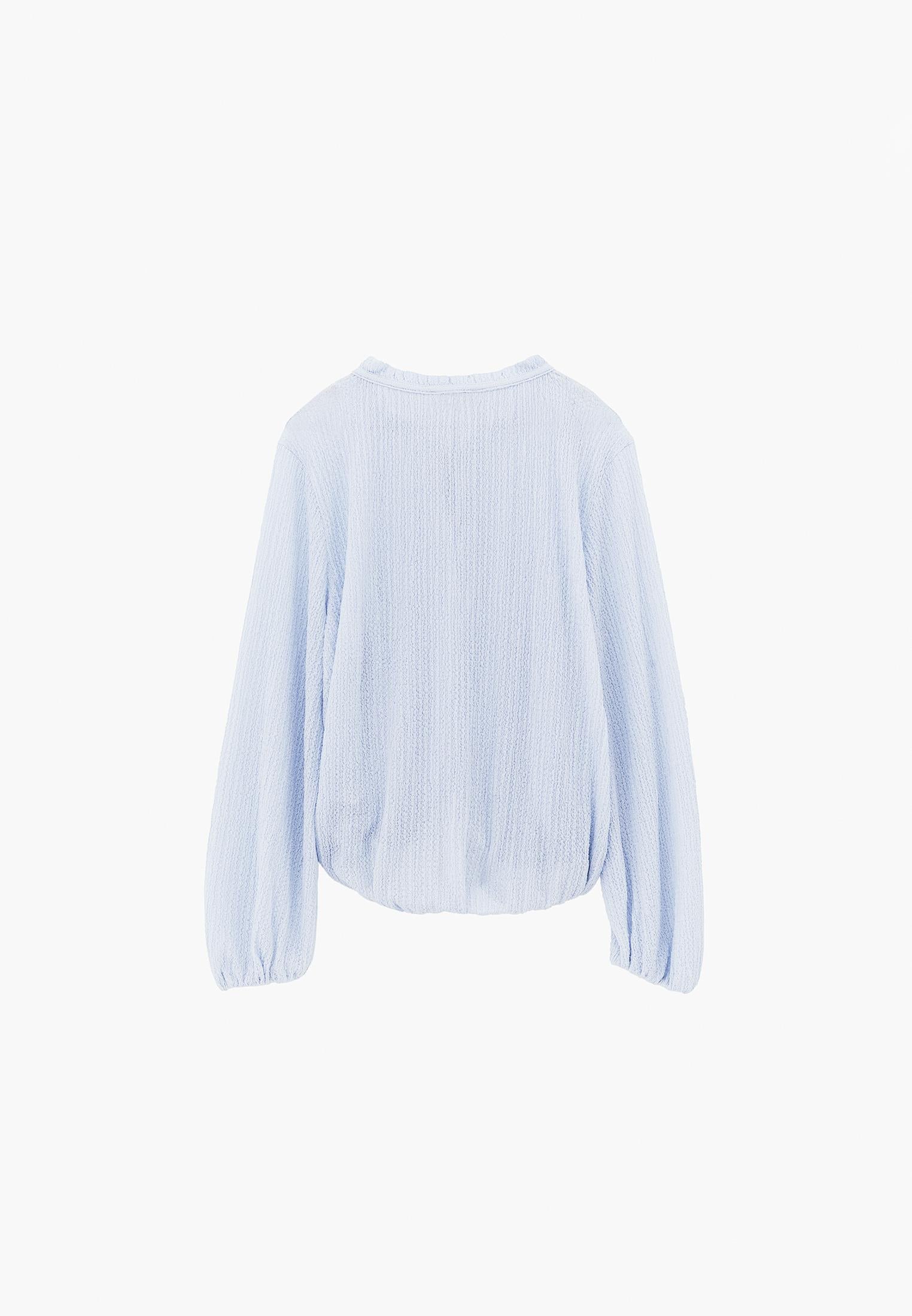 V Neck Balloon Form Blouse - NANTUCKET BREEZE