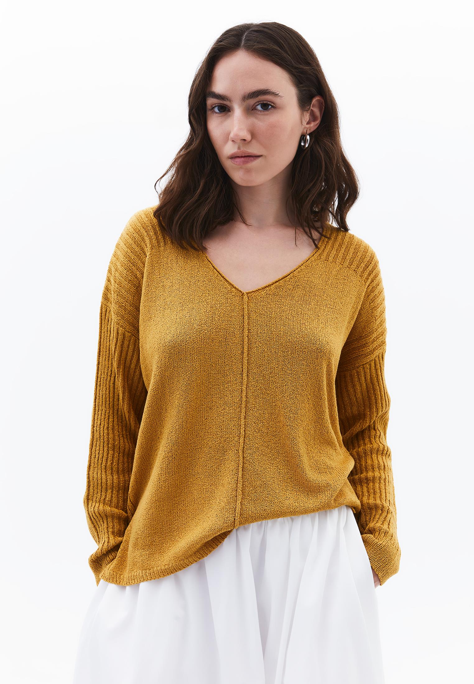V Neck Standard Sweater - NARCISSUS