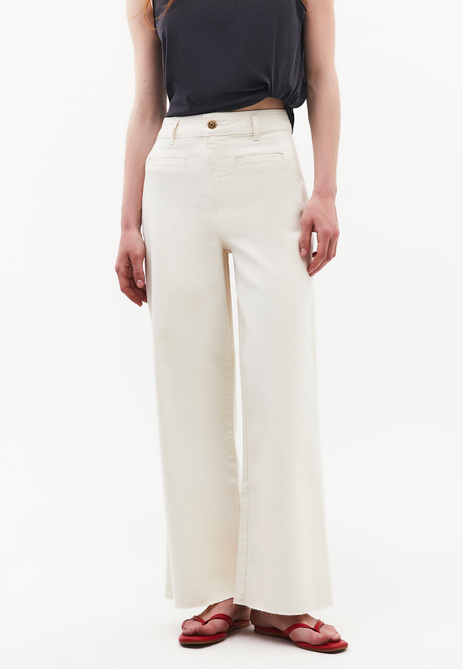 Wide Leg Ultra High Waist Pants - NATURAL DENIM